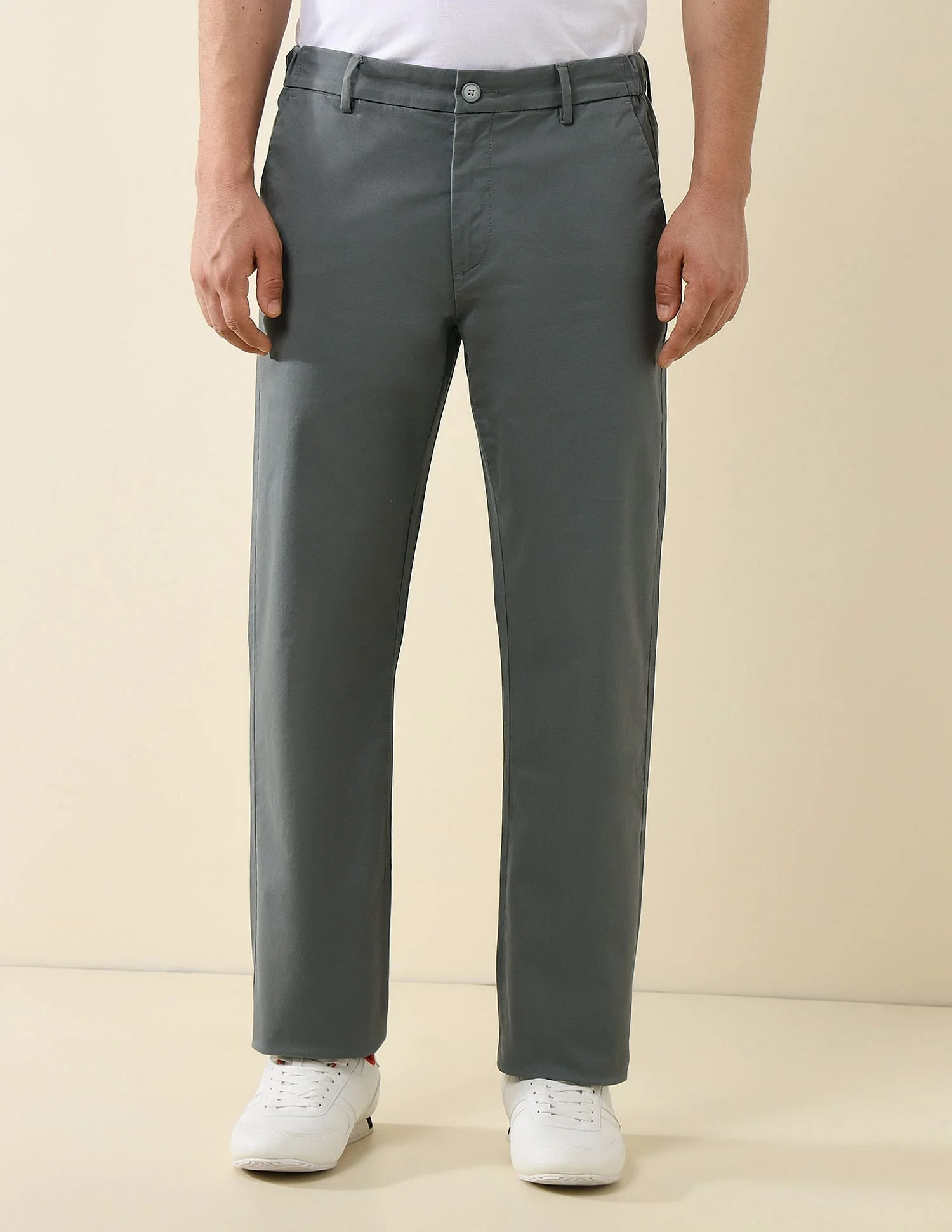 Elasticized Waist Straight Fit Trousers - Image 6