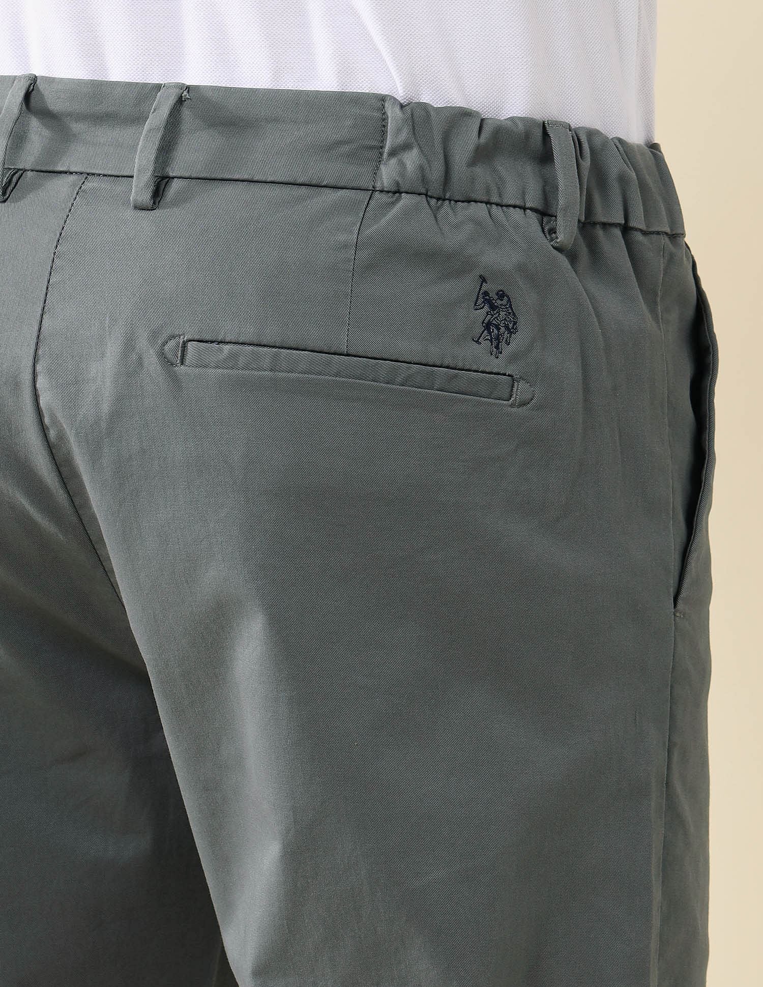 Elasticized Waist Straight Fit Trousers - Image 8
