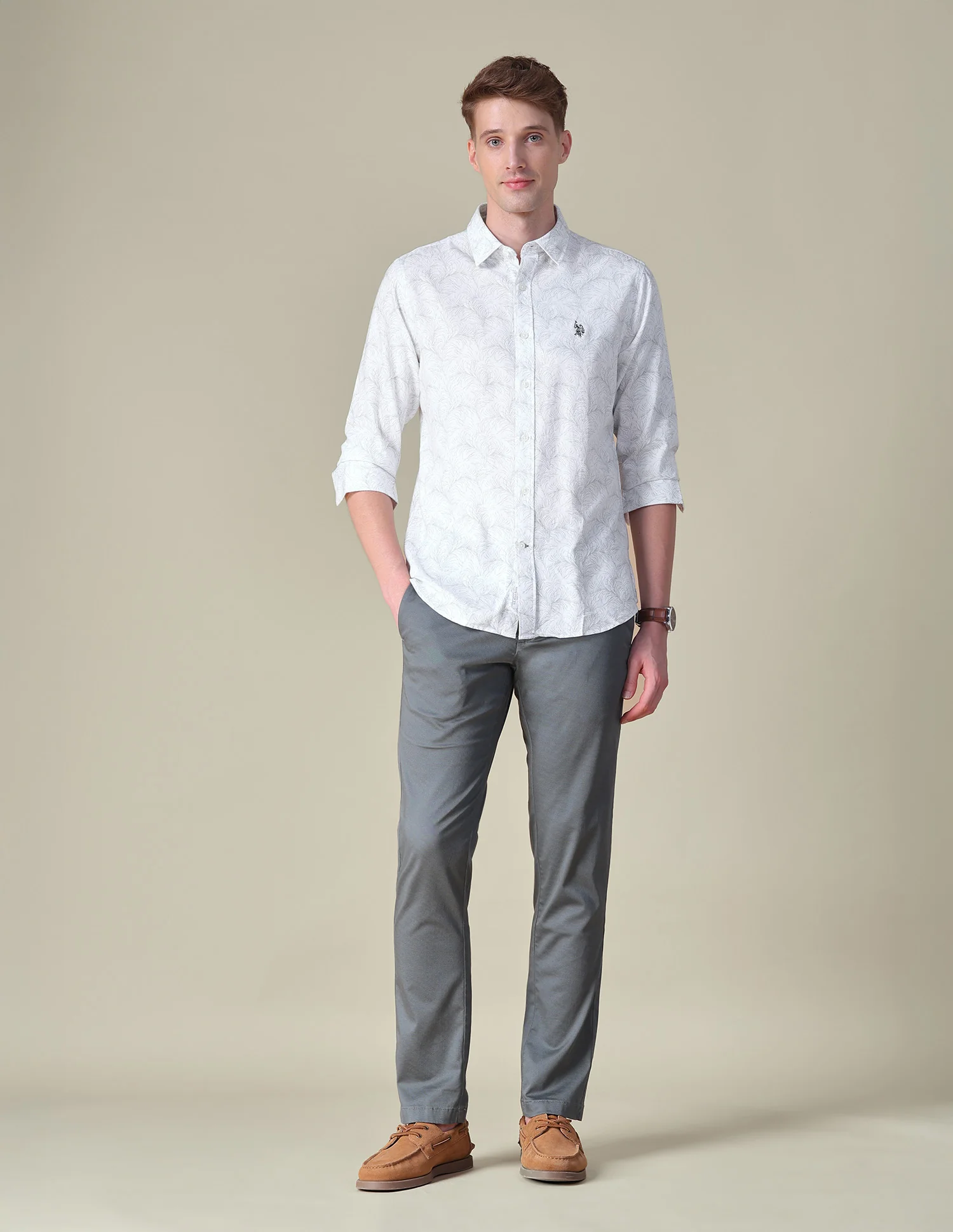 Floral Printed Oxford Shirt - Image 3