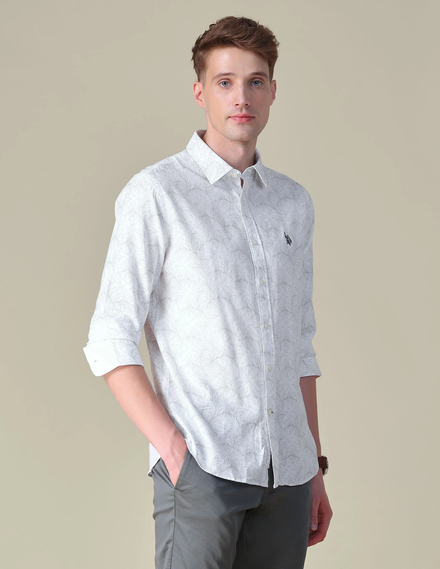 Floral Printed Oxford Shirt - Image 4