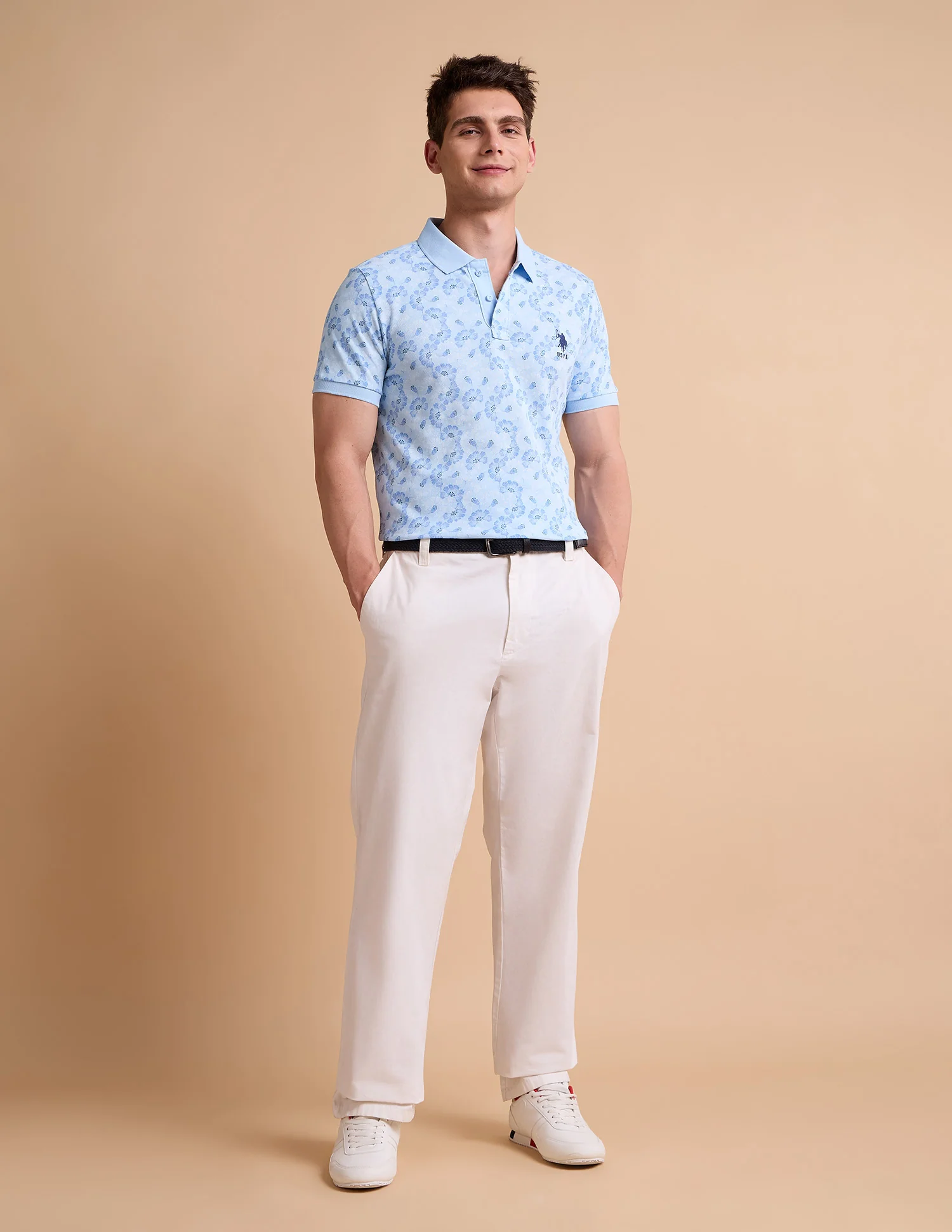 Floral Printed Pure Cotton Polo Shirt - Image 3