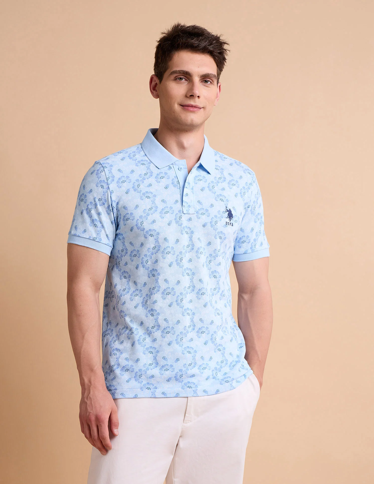 Floral Printed Pure Cotton Polo Shirt - Image 6