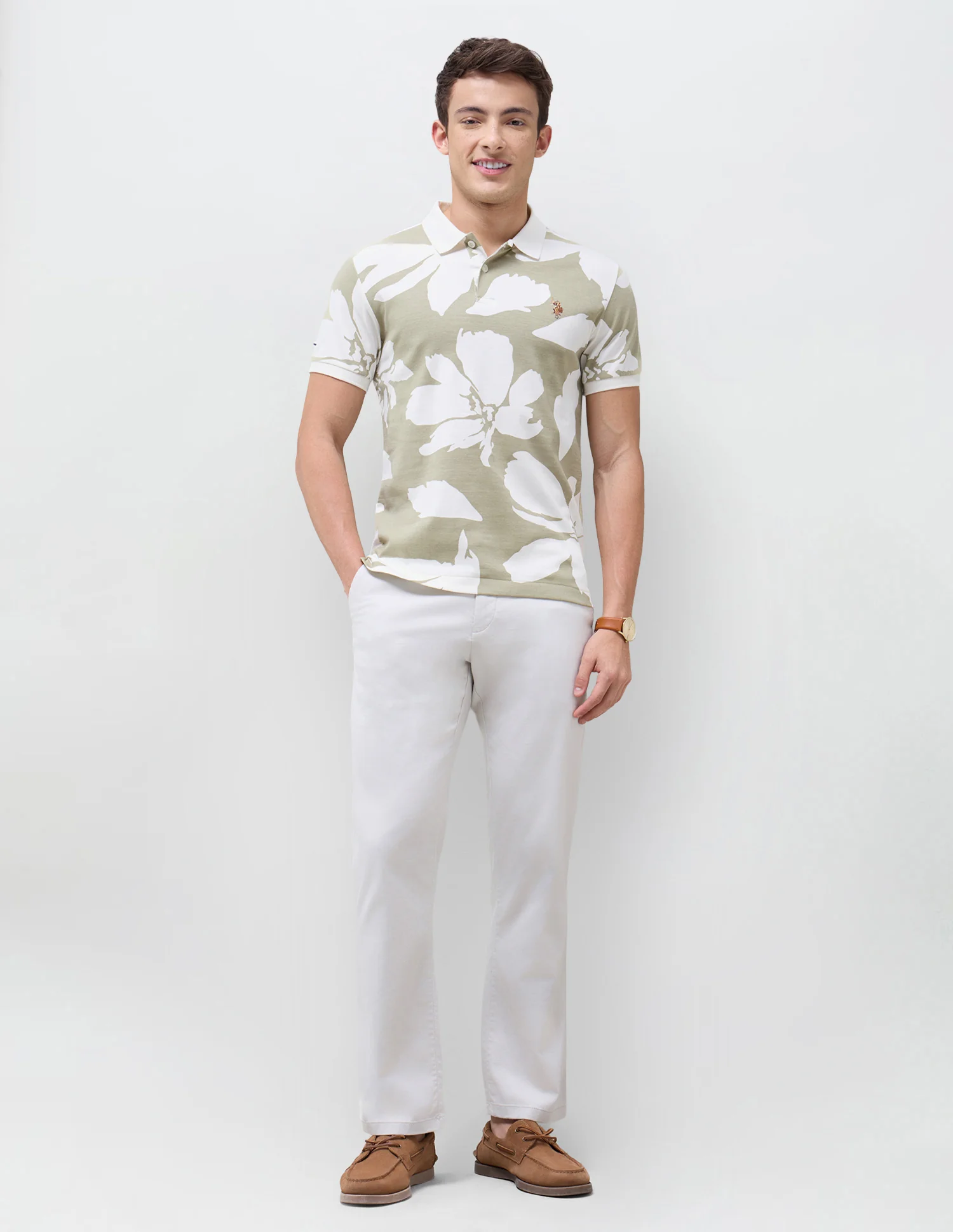 Floral Printed Slim Fit Polo Shirt - Image 3