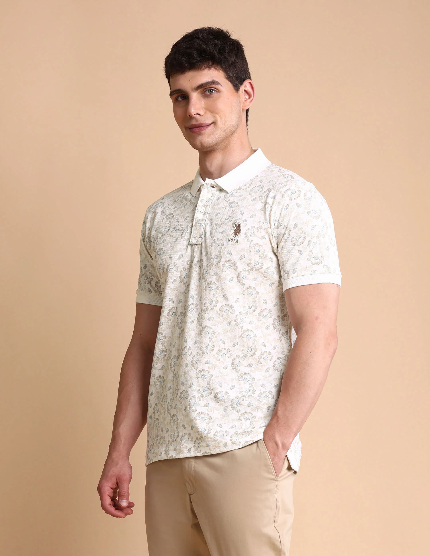 Floral Printed Slim Fit Polo Shirt - Image 4