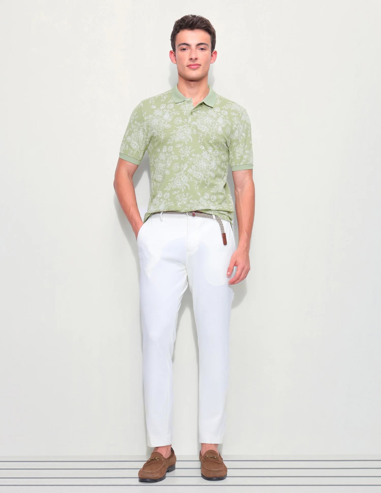Floral Printed Slim Fit Polo Shirt - Image 3