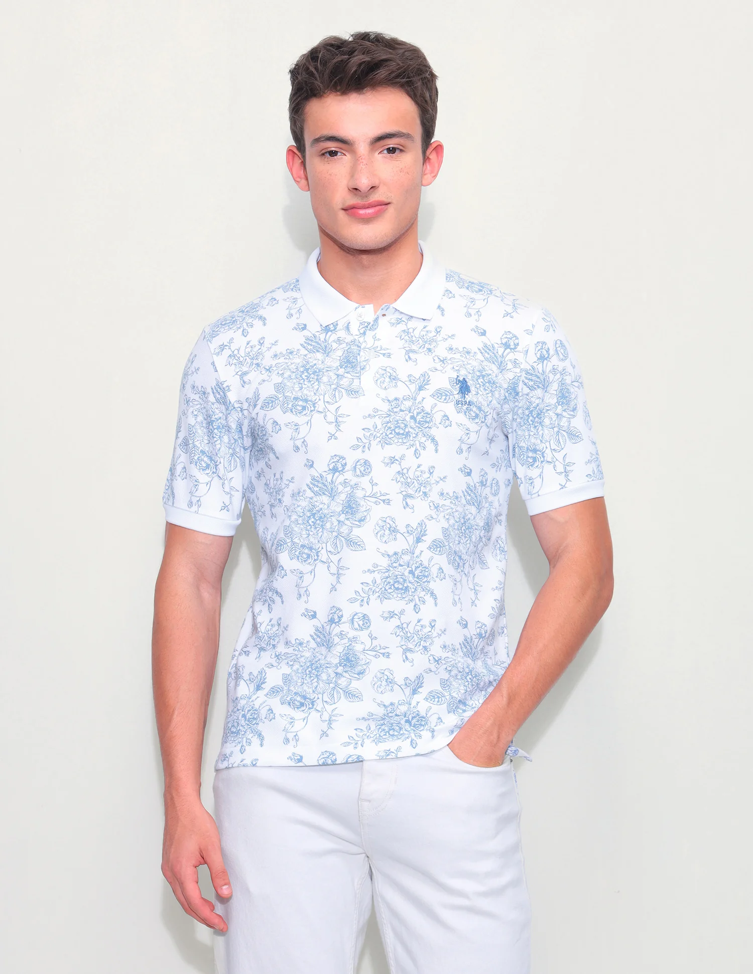 Floral Printed Slim Fit Polo Shirt - Image 6