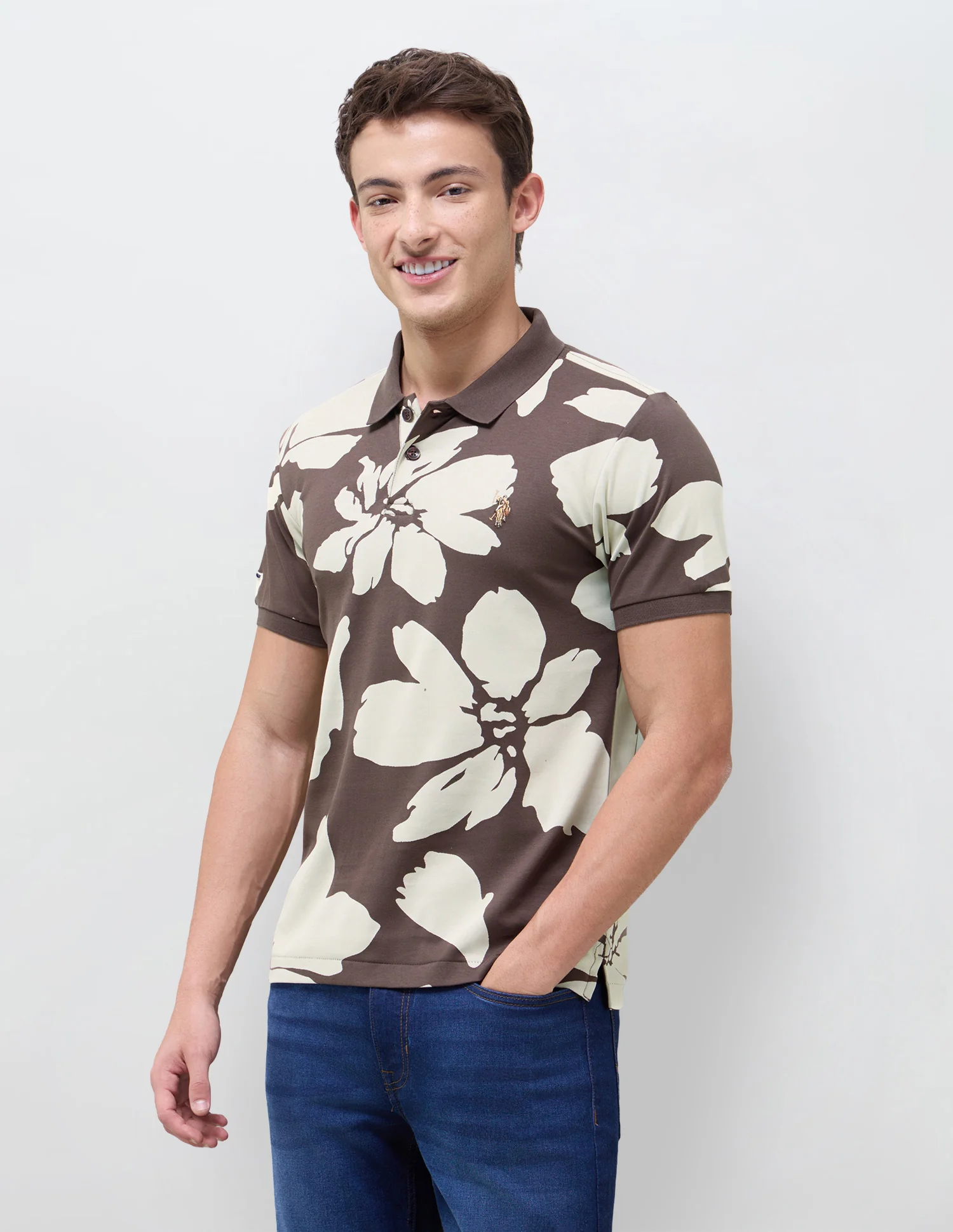 Floral Printed Slim Fit Polo Shirt - Image 4