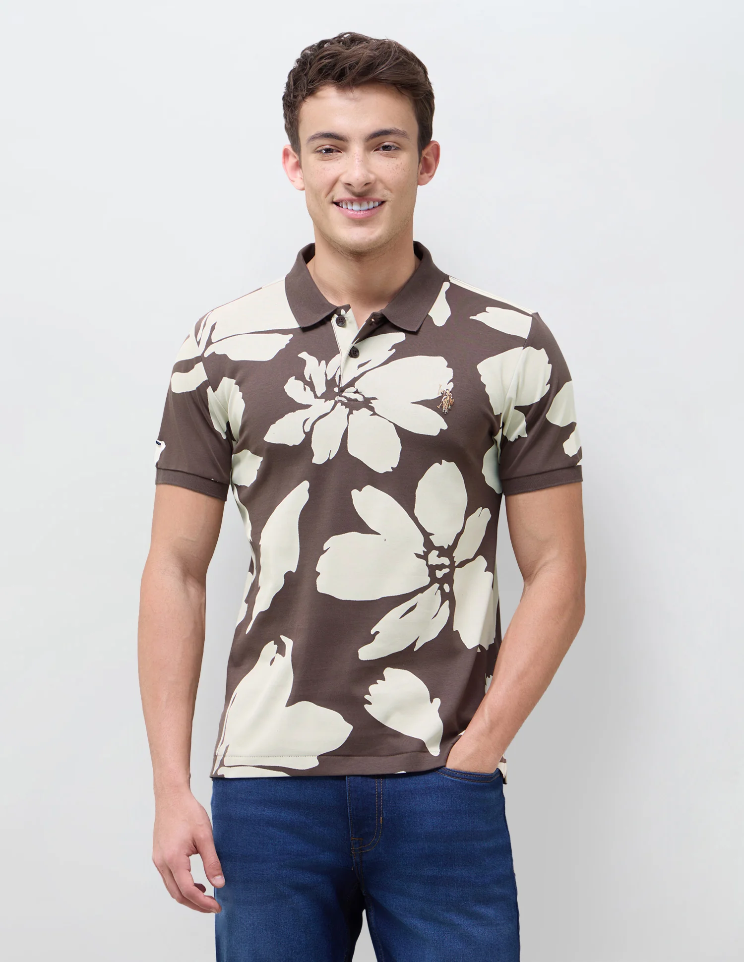 Floral Printed Slim Fit Polo Shirt - Image 6