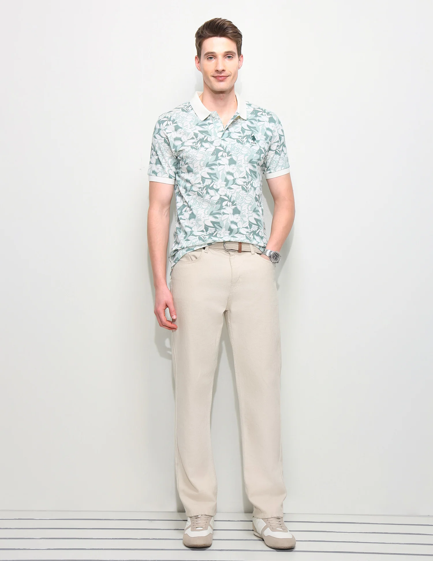 Floral Printed Slim Fit Polo Shirt - Image 3