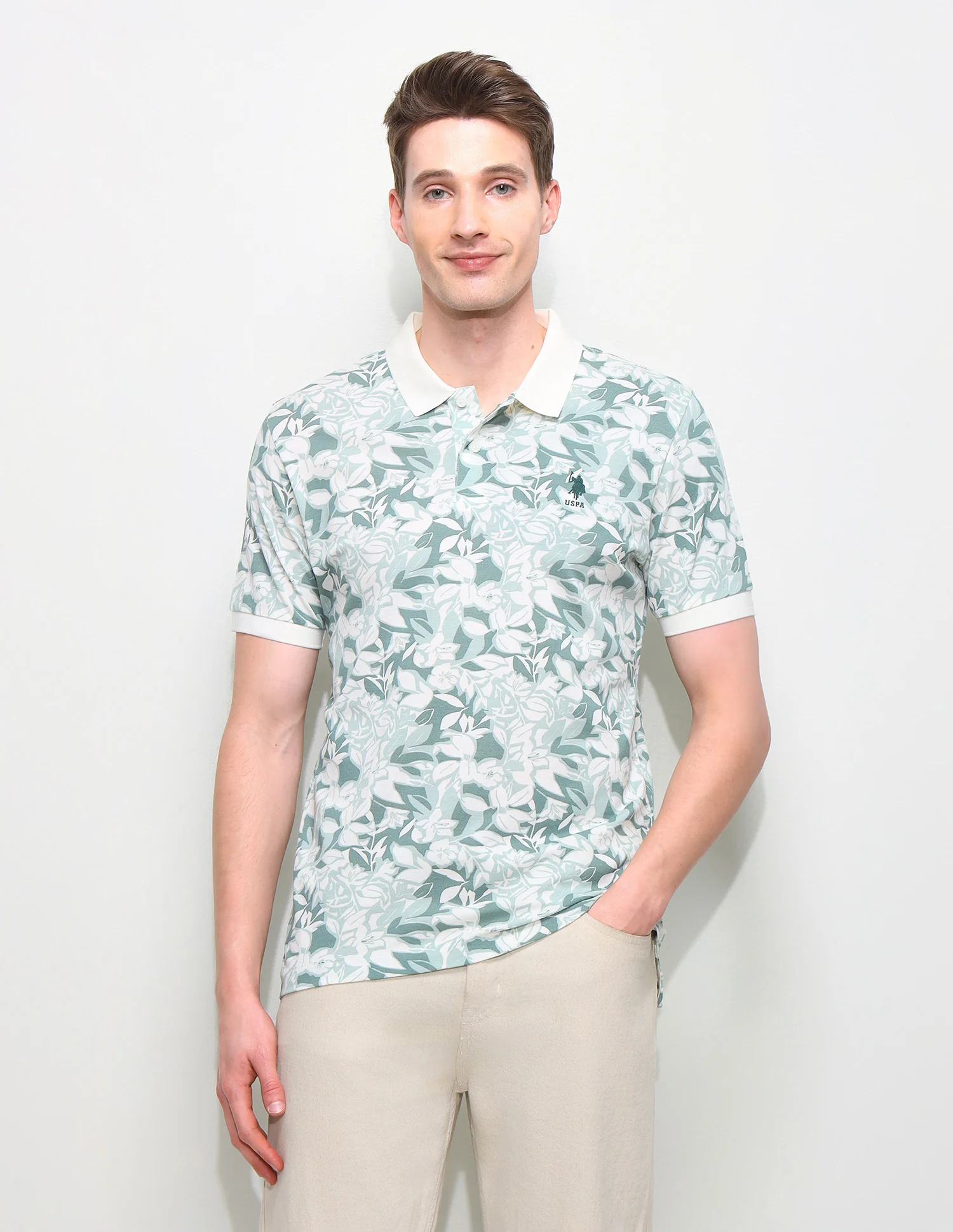 Floral Printed Slim Fit Polo Shirt - Image 6