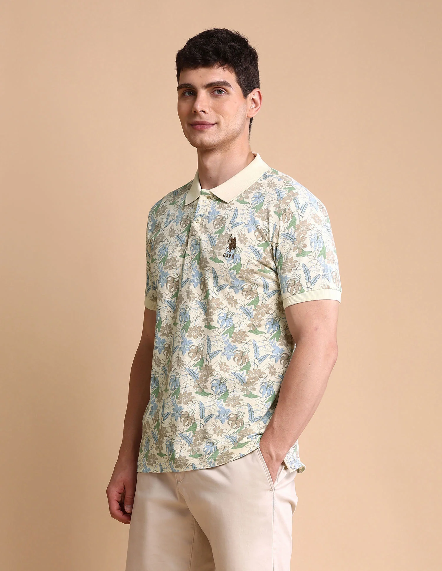 Floral Printed Slim Fit Polo Shirt - Image 4