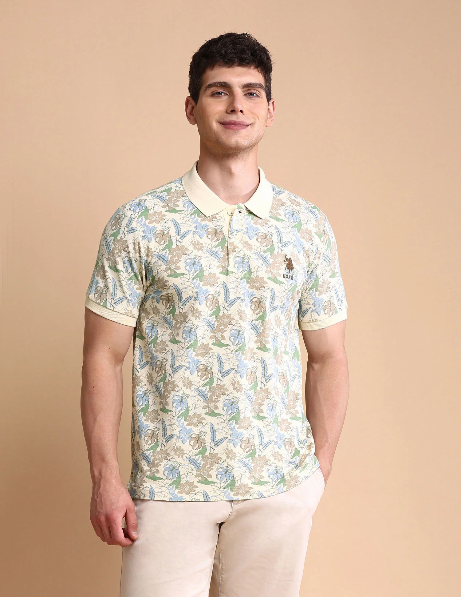 Floral Printed Slim Fit Polo Shirt - Image 6