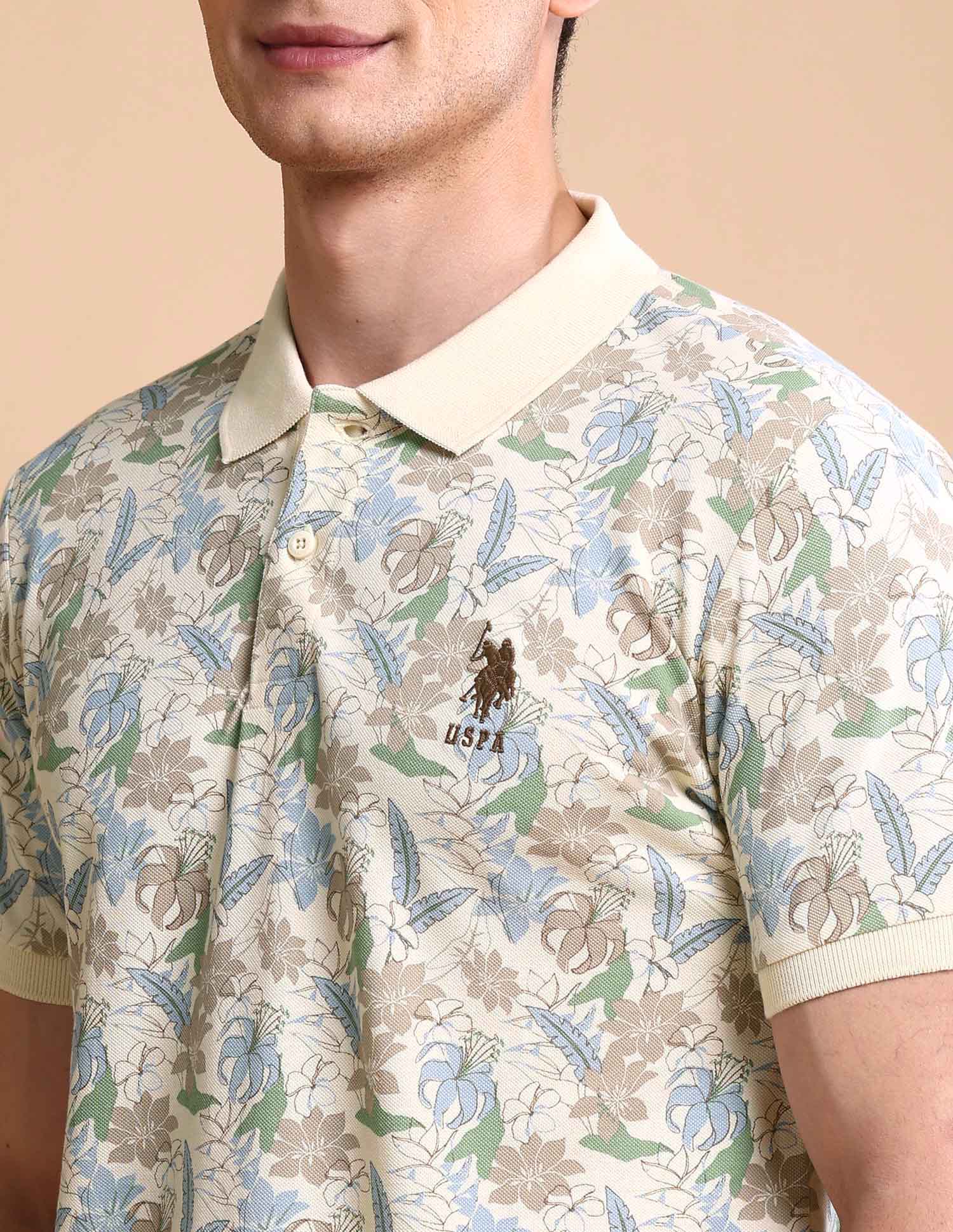 Floral Printed Slim Fit Polo Shirt - Image 7