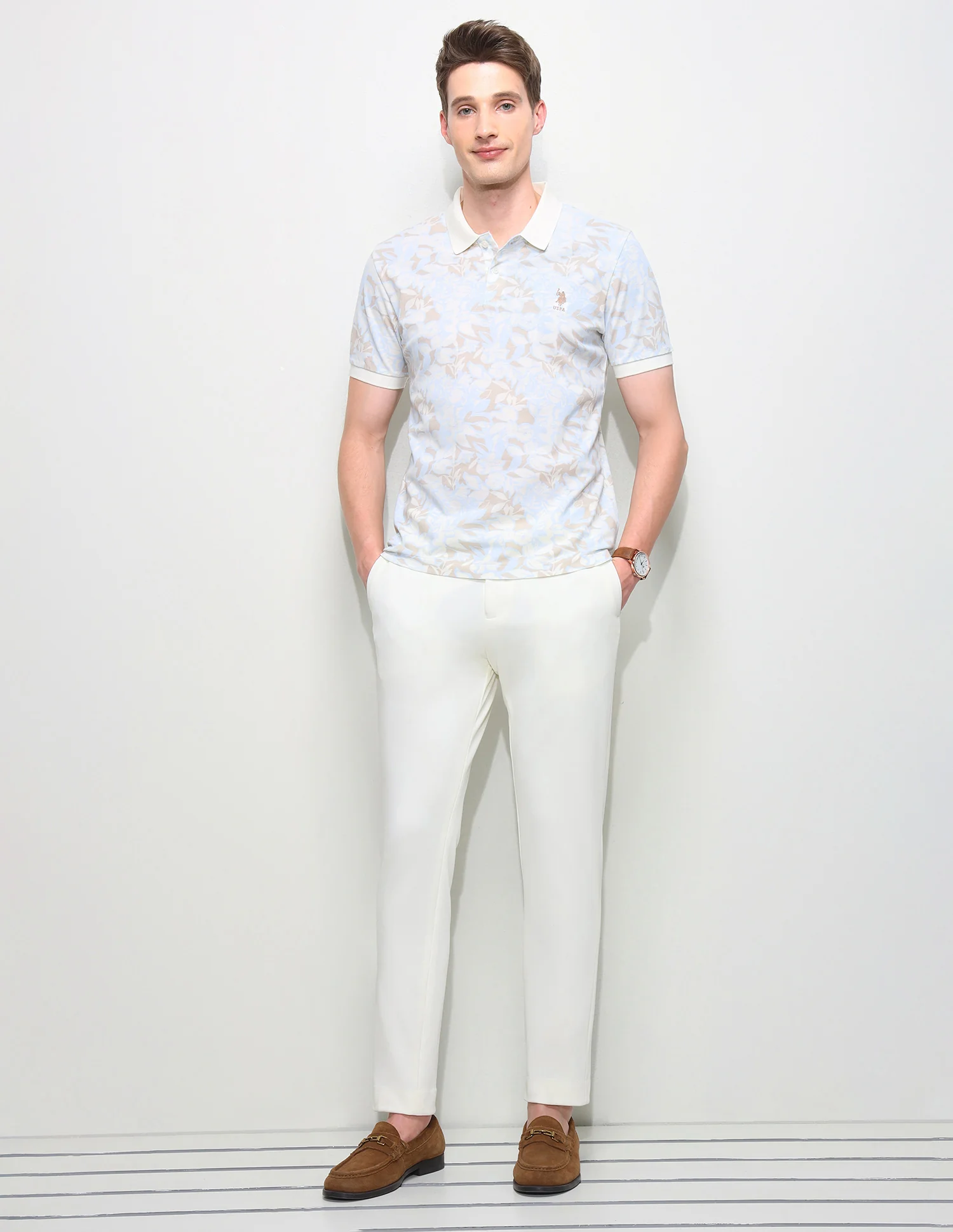 Floral Printed Slim Fit Polo Shirt - Image 3