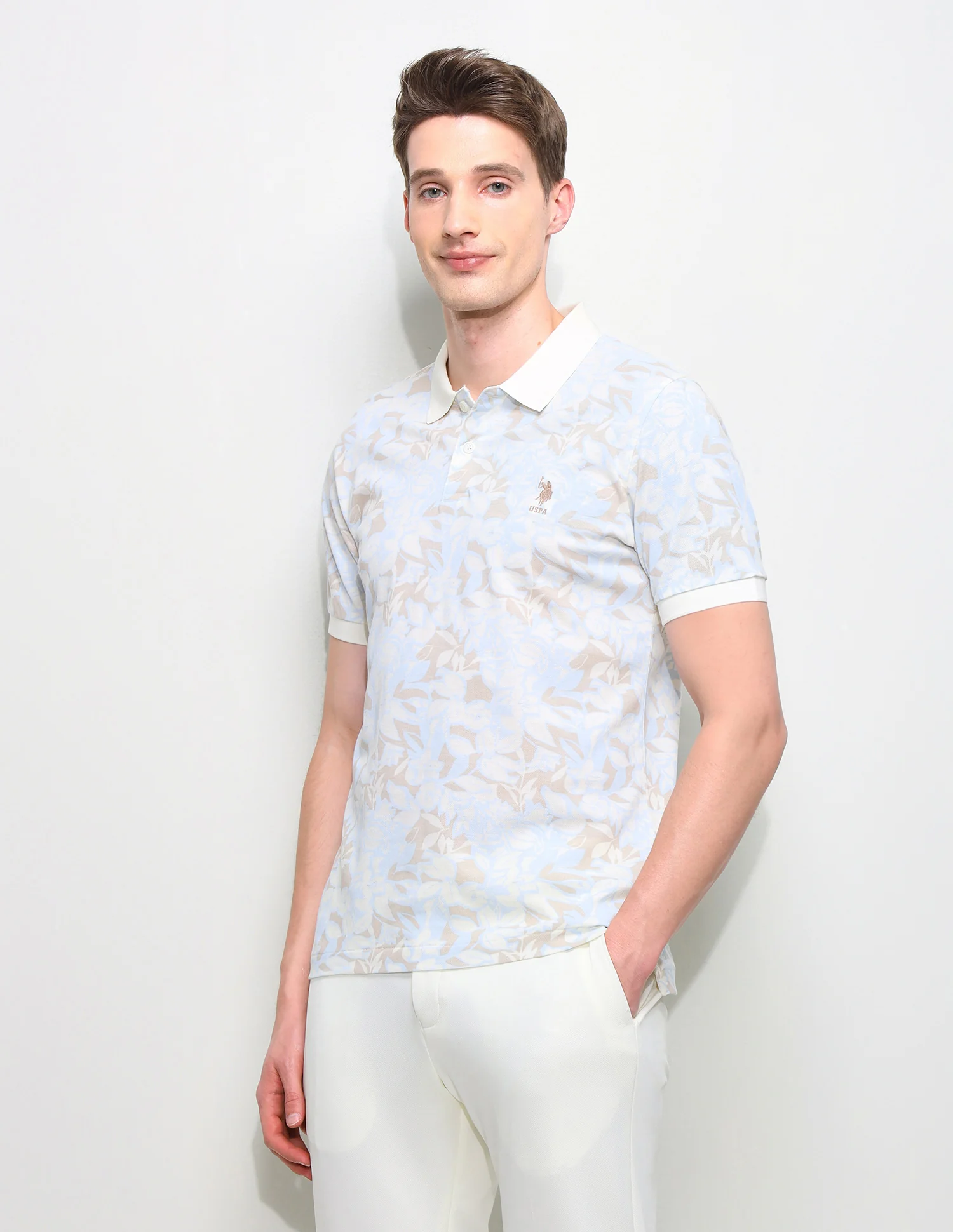 Floral Printed Slim Fit Polo Shirt - Image 4