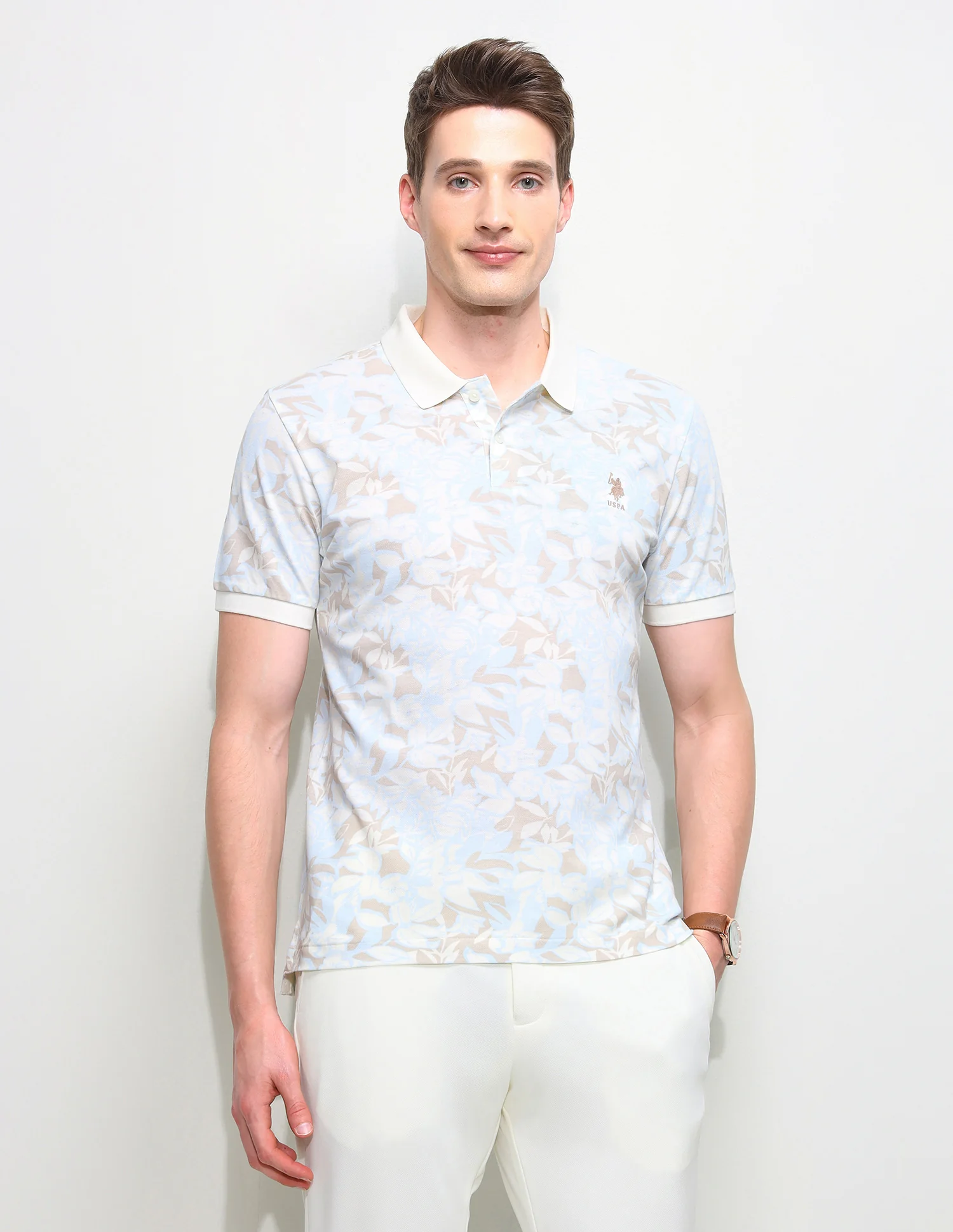 Floral Printed Slim Fit Polo Shirt - Image 6