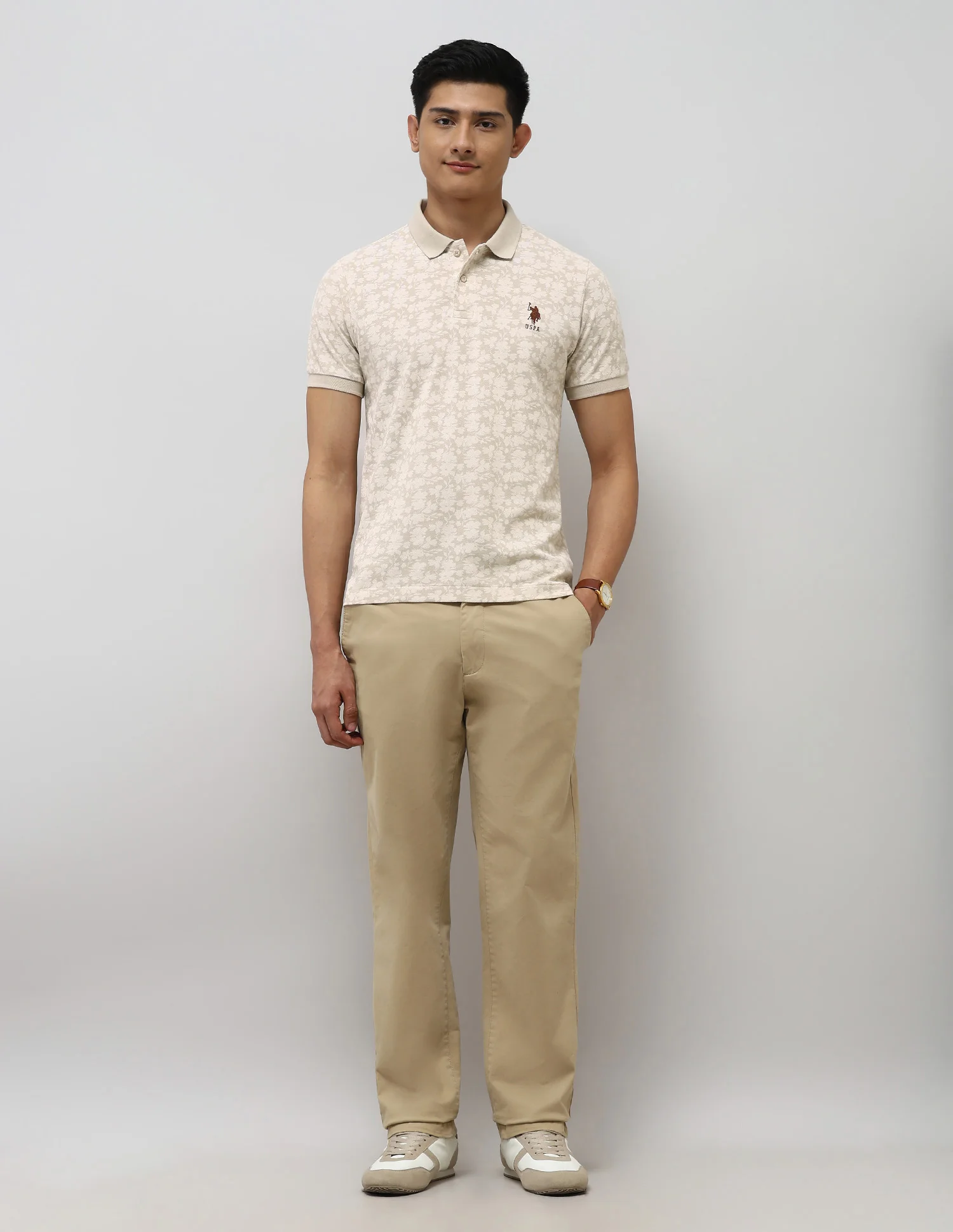 Floral Printed Slim Fit Polo Shirt - Image 3