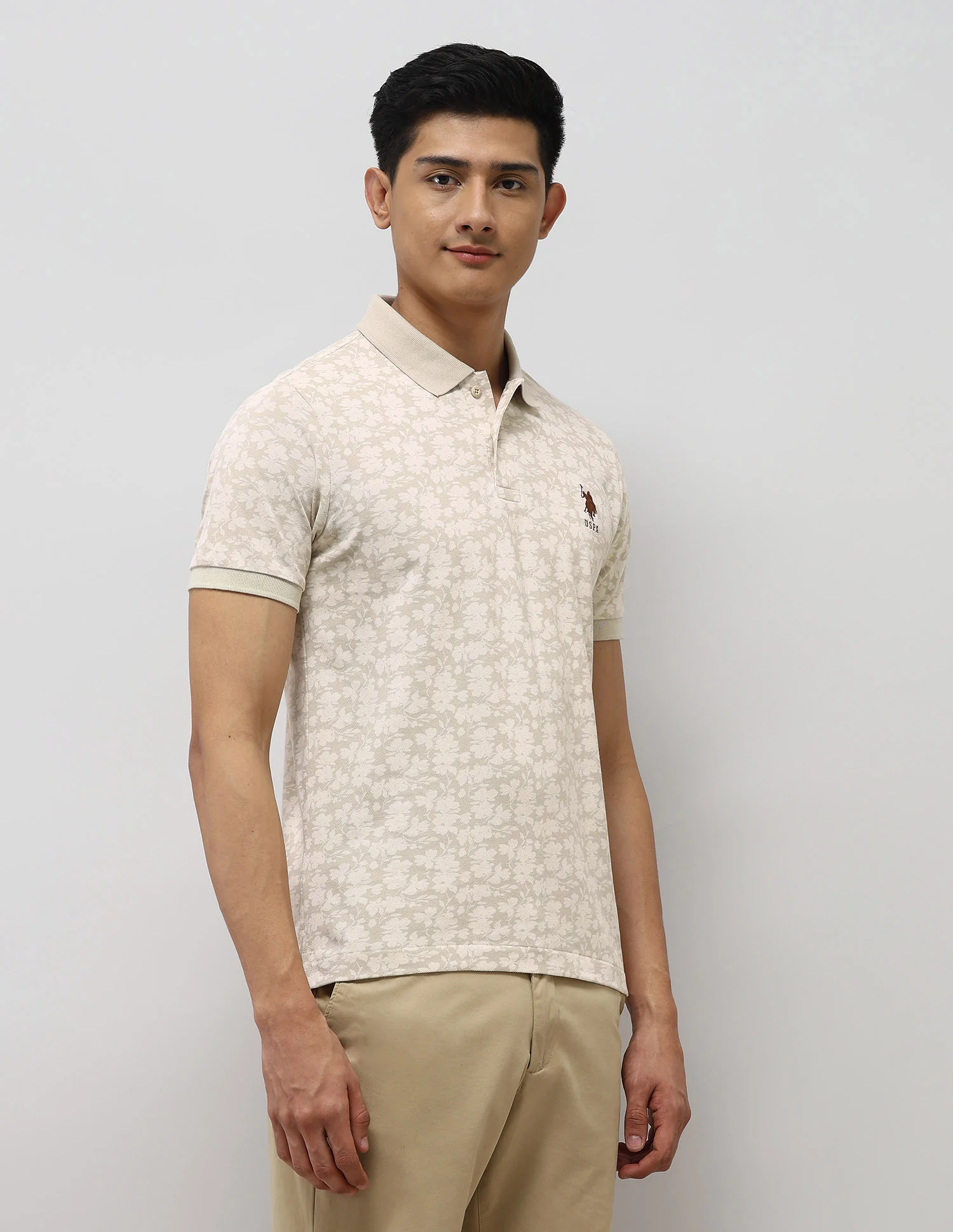 Floral Printed Slim Fit Polo Shirt - Image 4