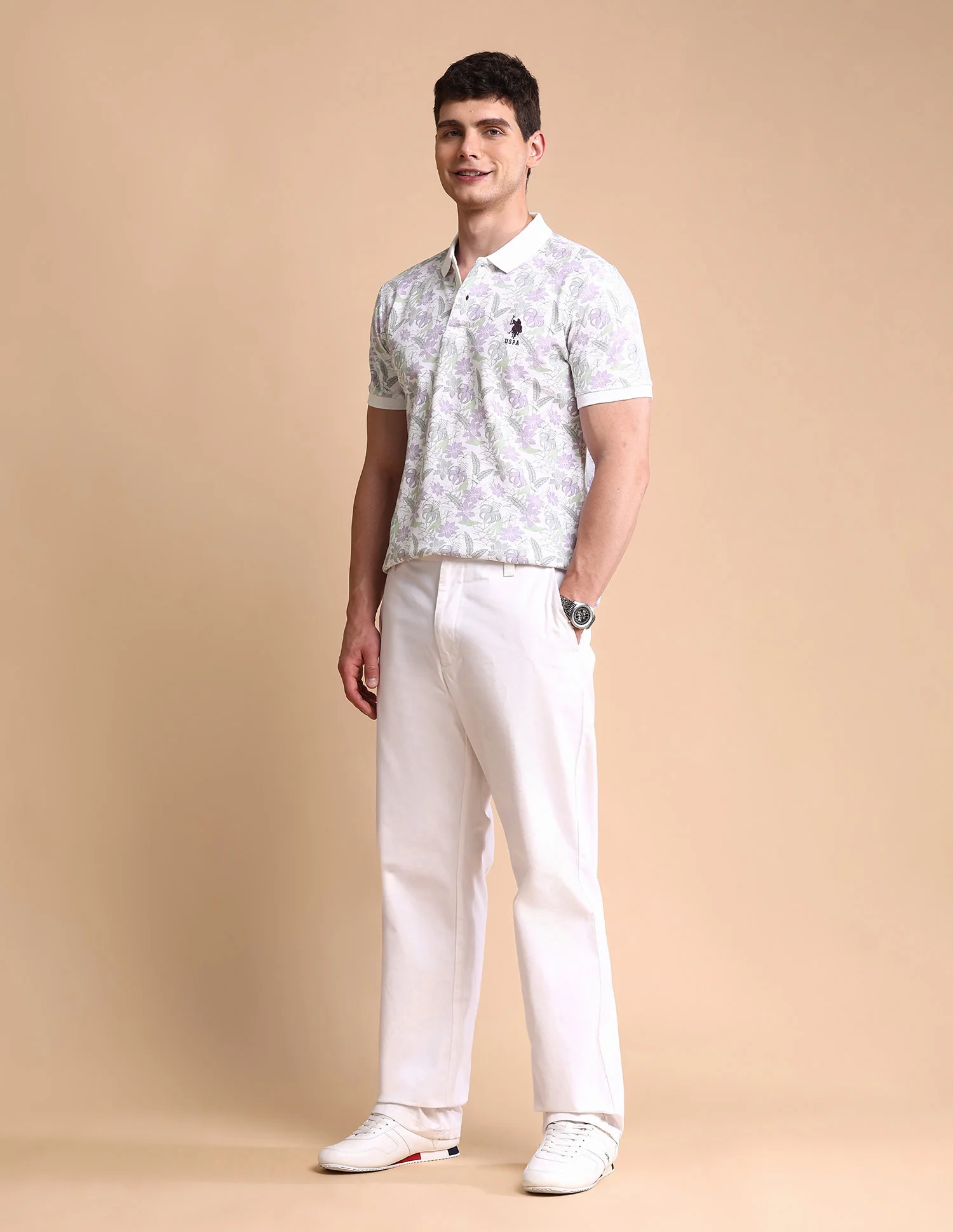 Floral Printed Slim Fit Polo Shirt - Image 3