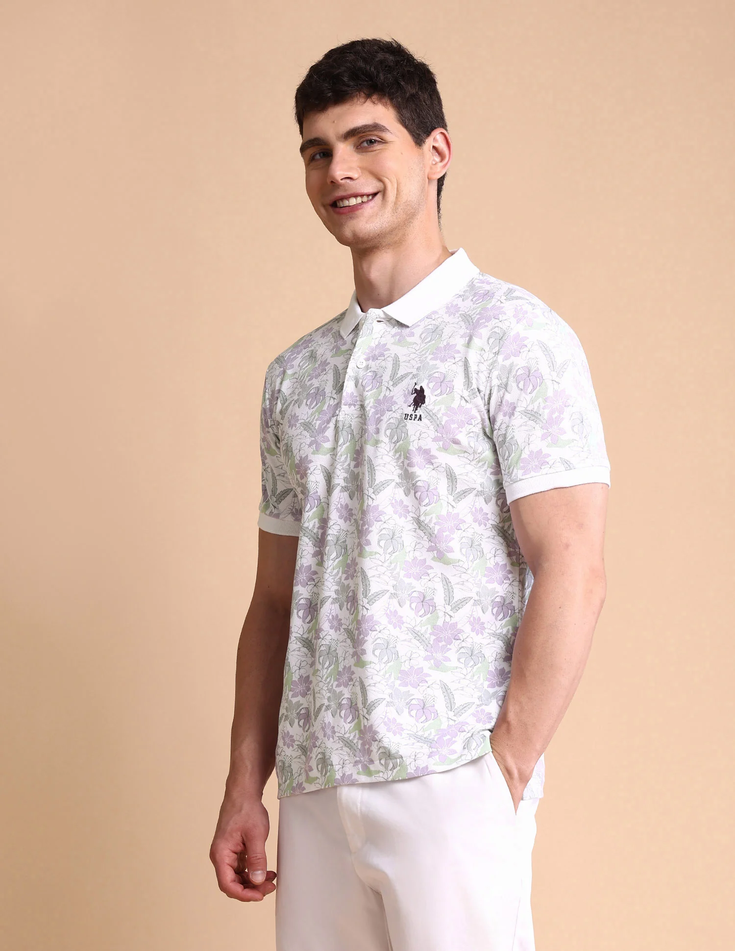 Floral Printed Slim Fit Polo Shirt - Image 4
