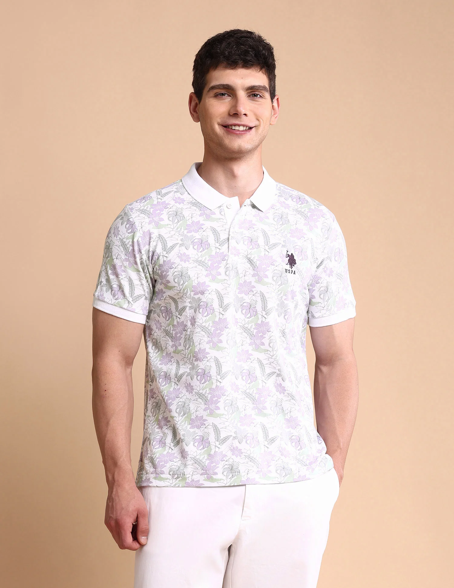Floral Printed Slim Fit Polo Shirt - Image 6