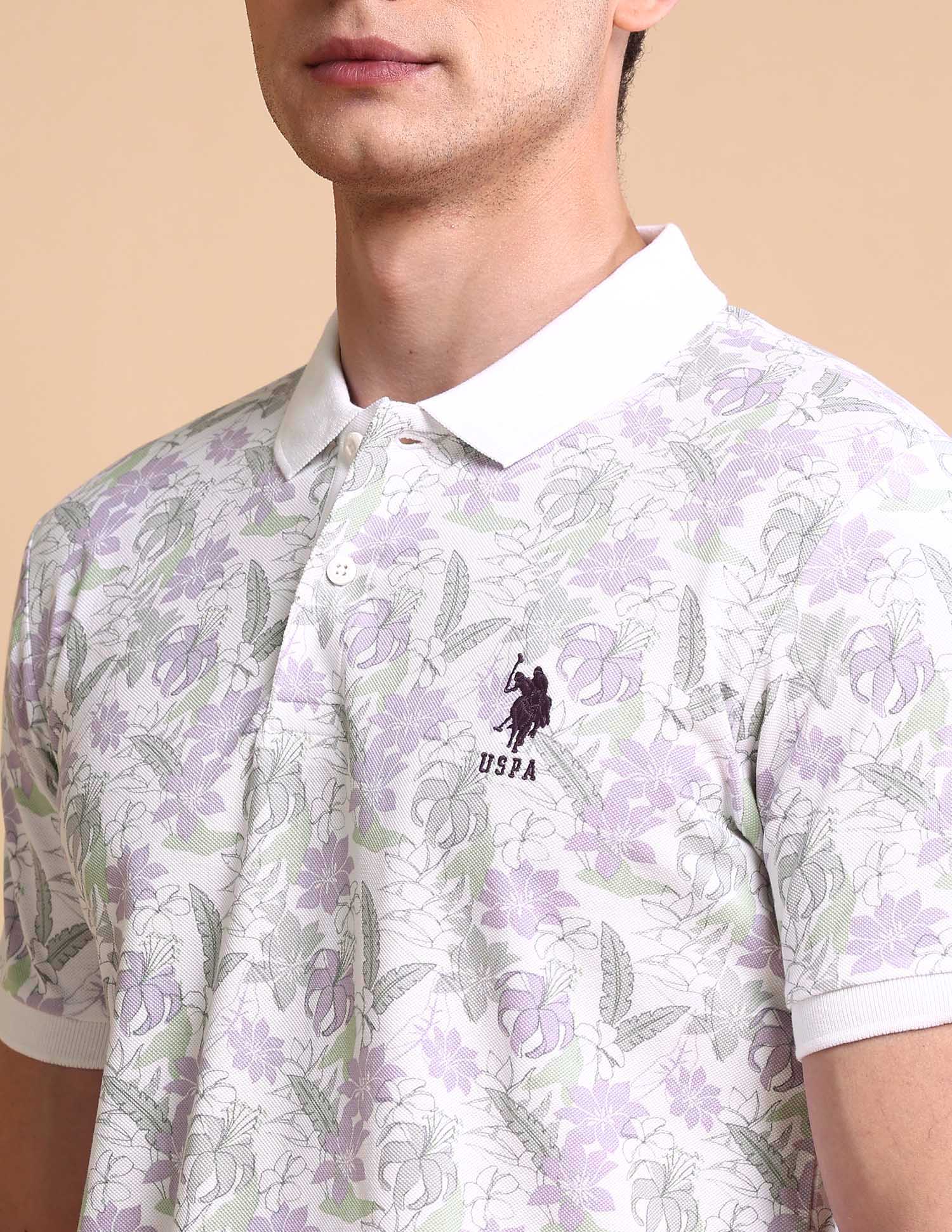 Floral Printed Slim Fit Polo Shirt - Image 7