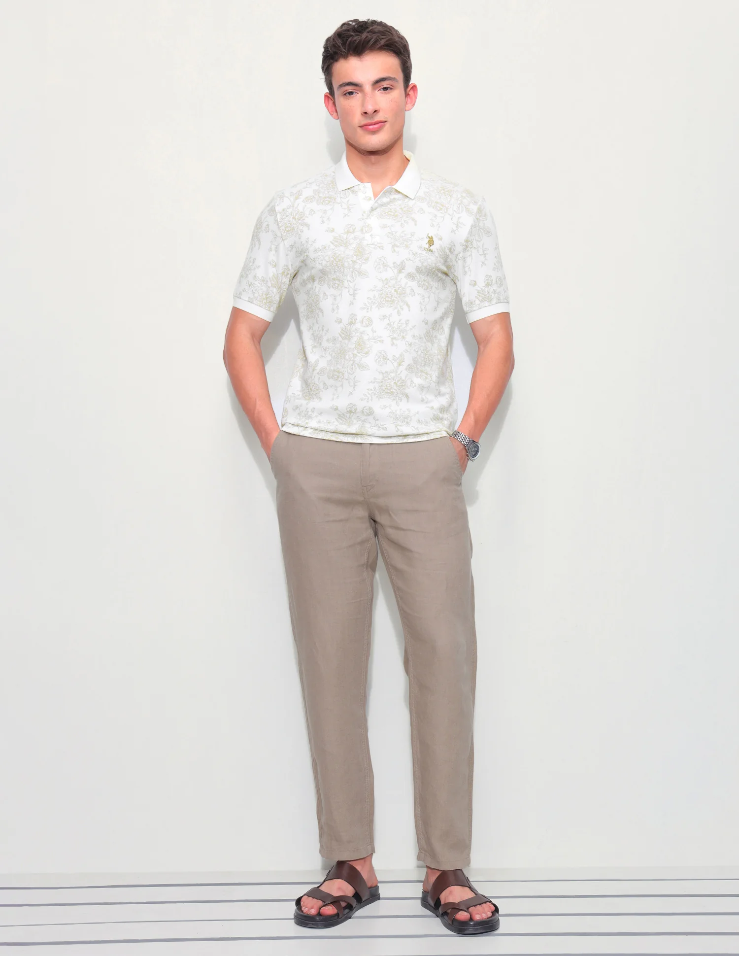 Floral Printed Slim Fit Polo Shirt - Image 3