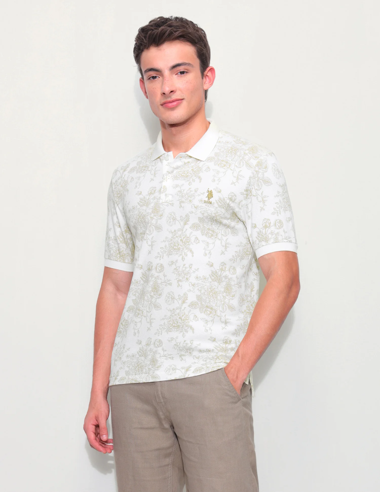 Floral Printed Slim Fit Polo Shirt - Image 4