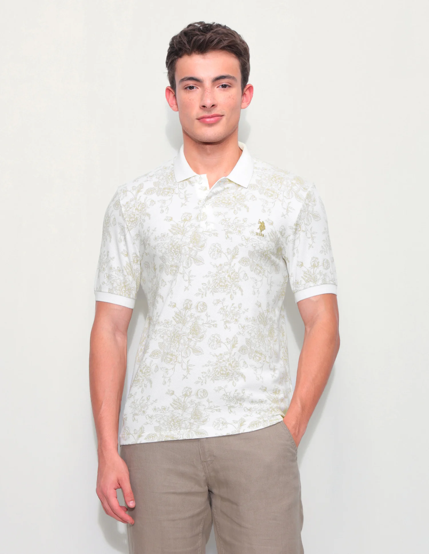 Floral Printed Slim Fit Polo Shirt - Image 6