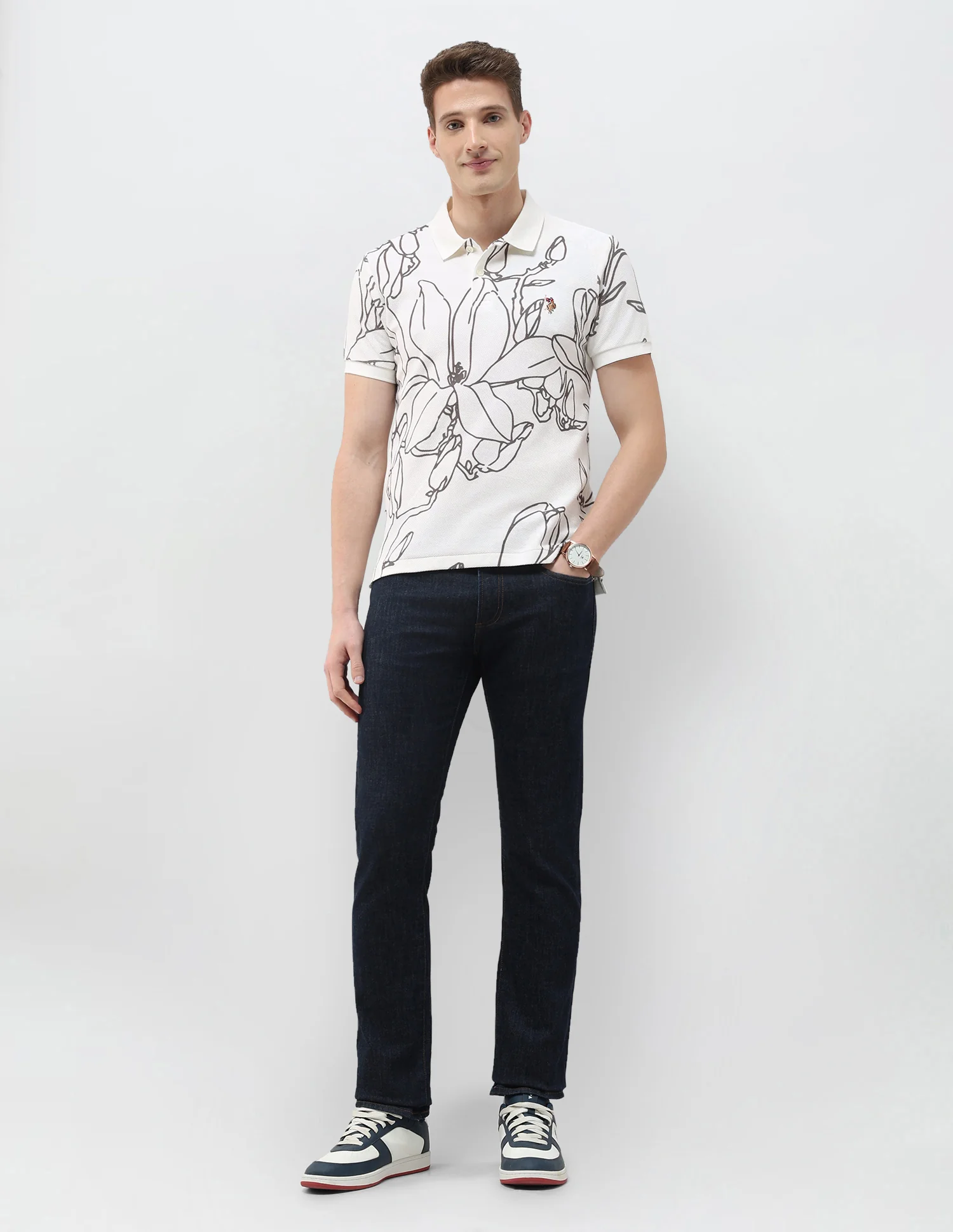 Floral Printed Summer House Polo Shirt - Image 3