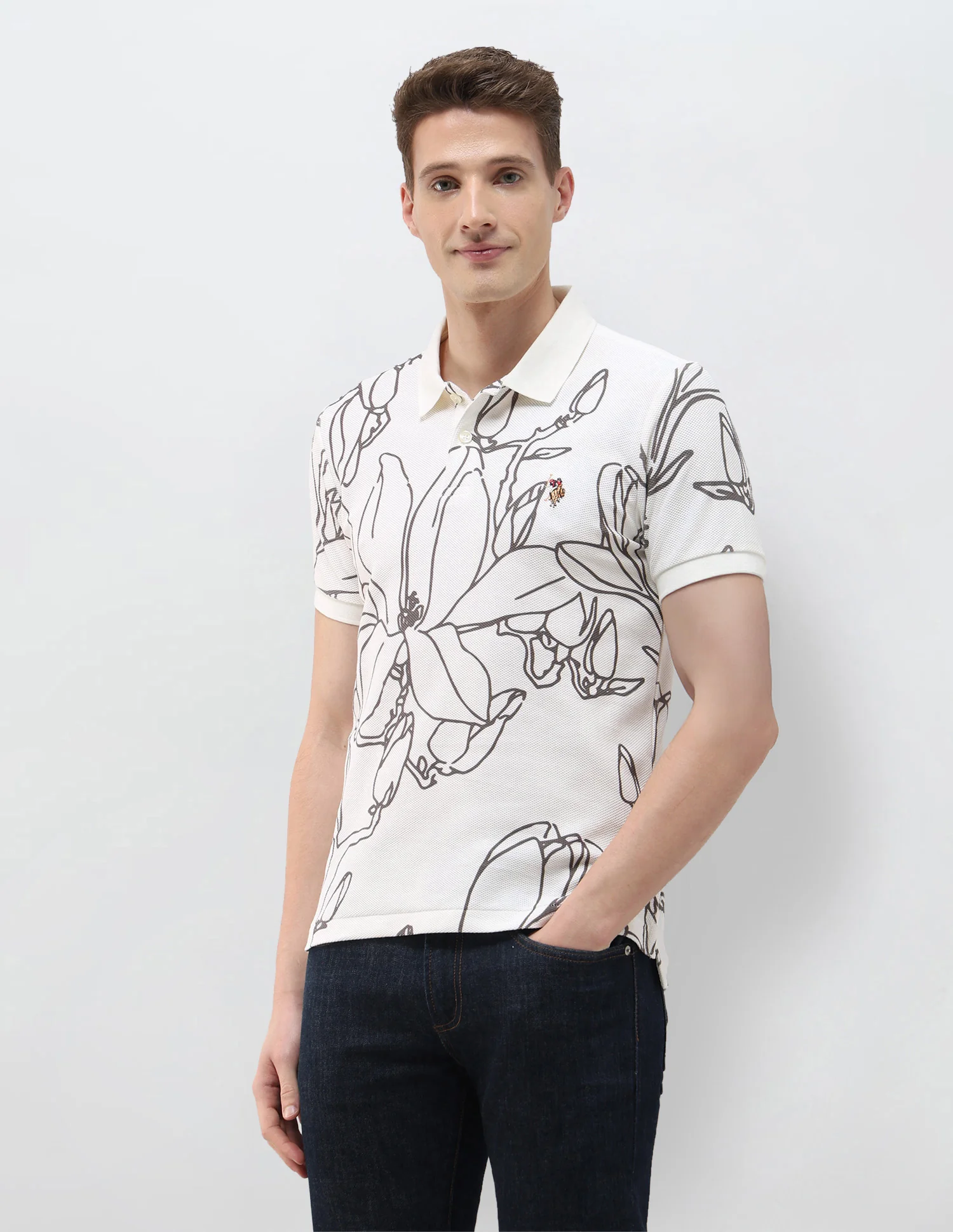 Floral Printed Summer House Polo Shirt - Image 4