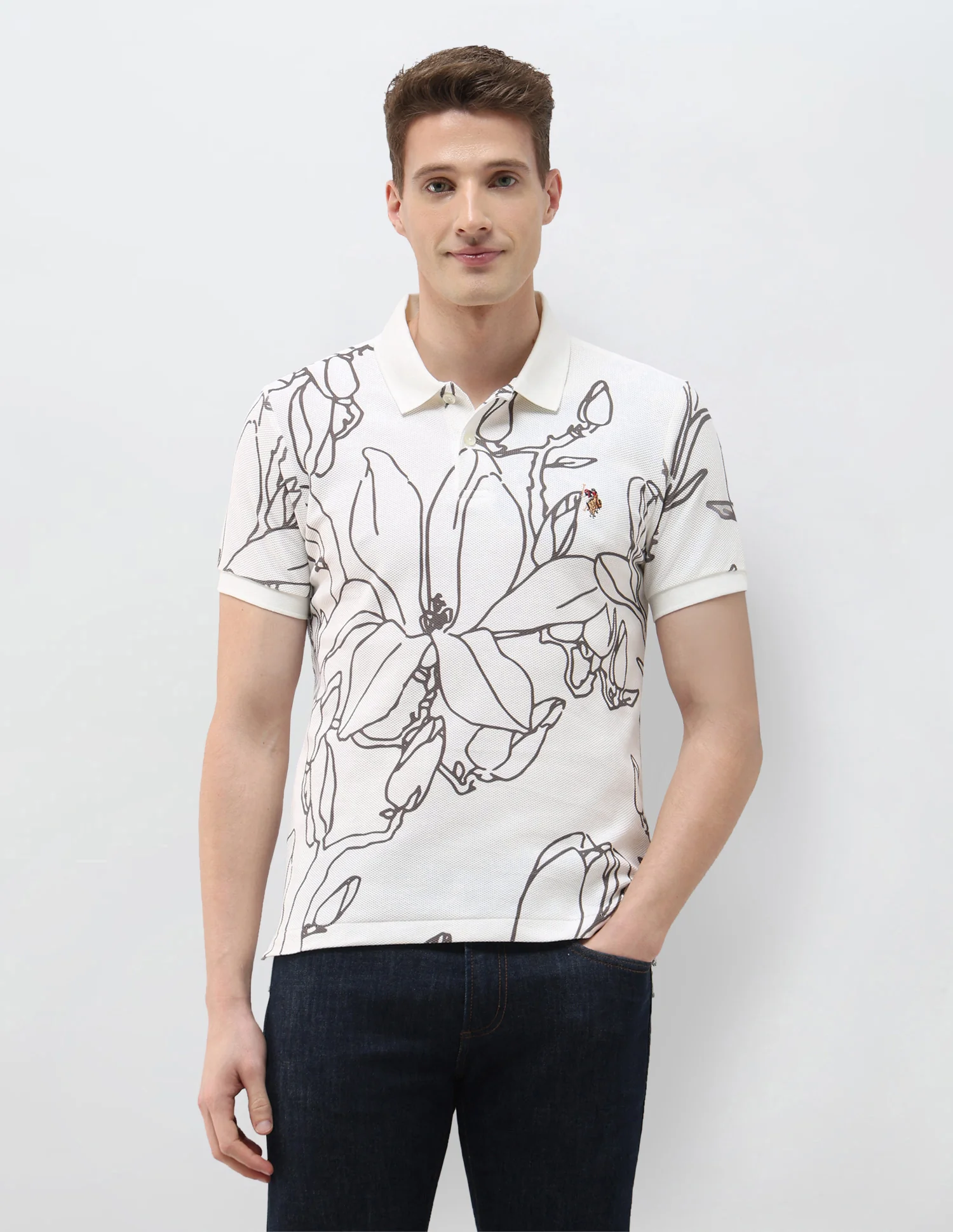 Floral Printed Summer House Polo Shirt - Image 6