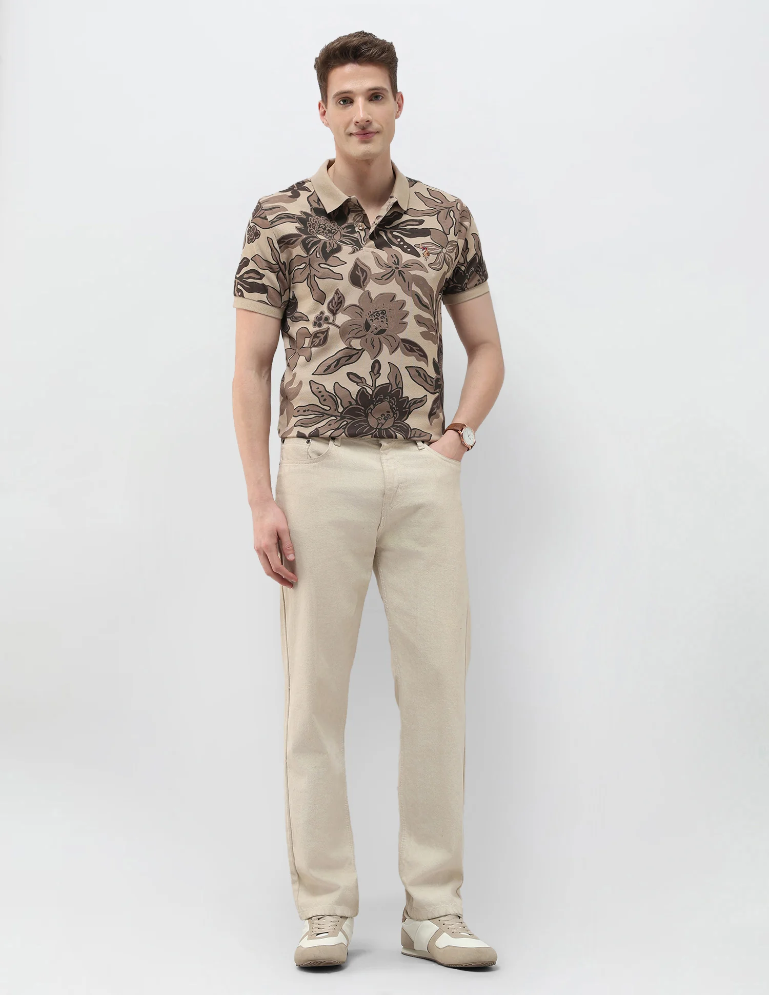 Floral Printed Summer House Polo Shirt - Image 3