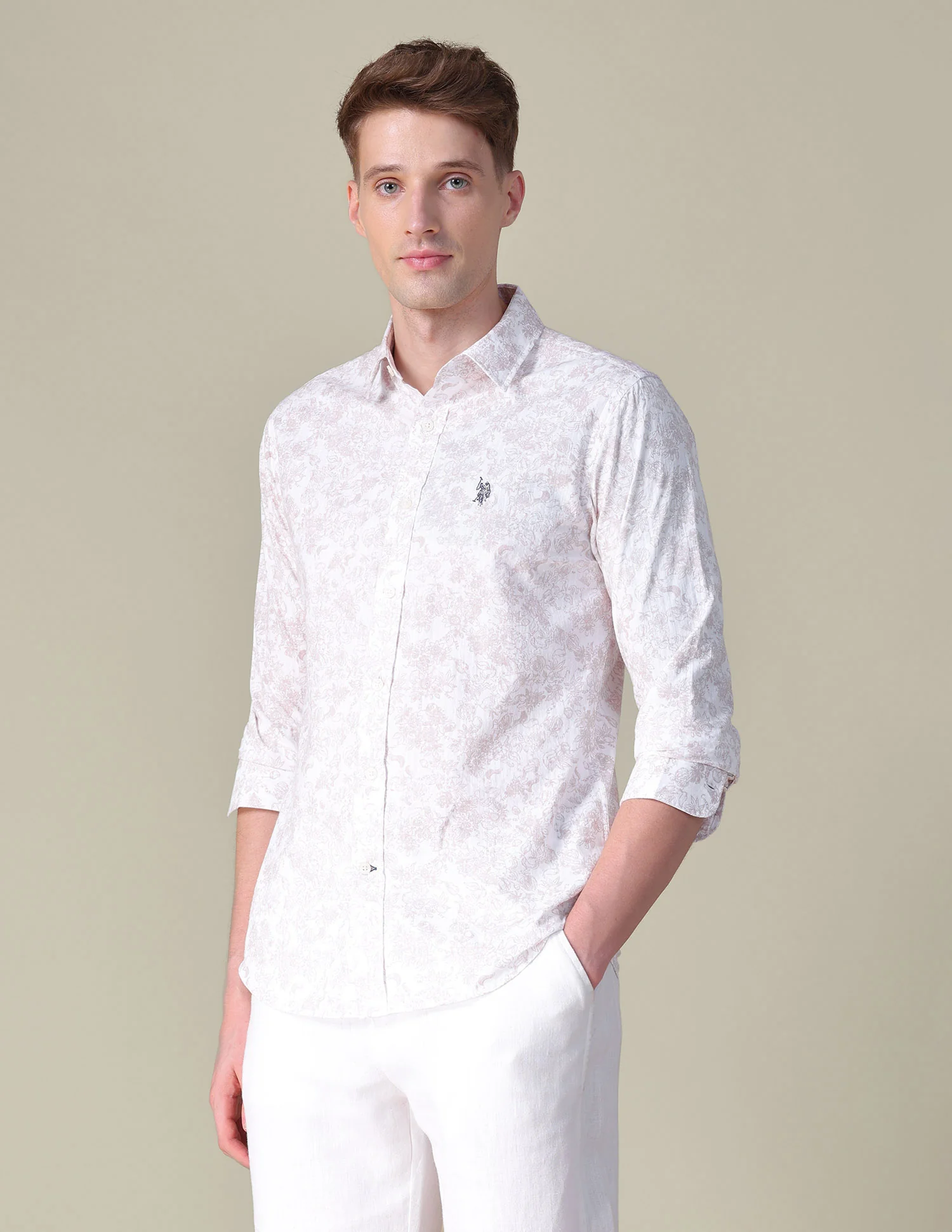 Floral Printed Tailored Fit Shirt - Image 4