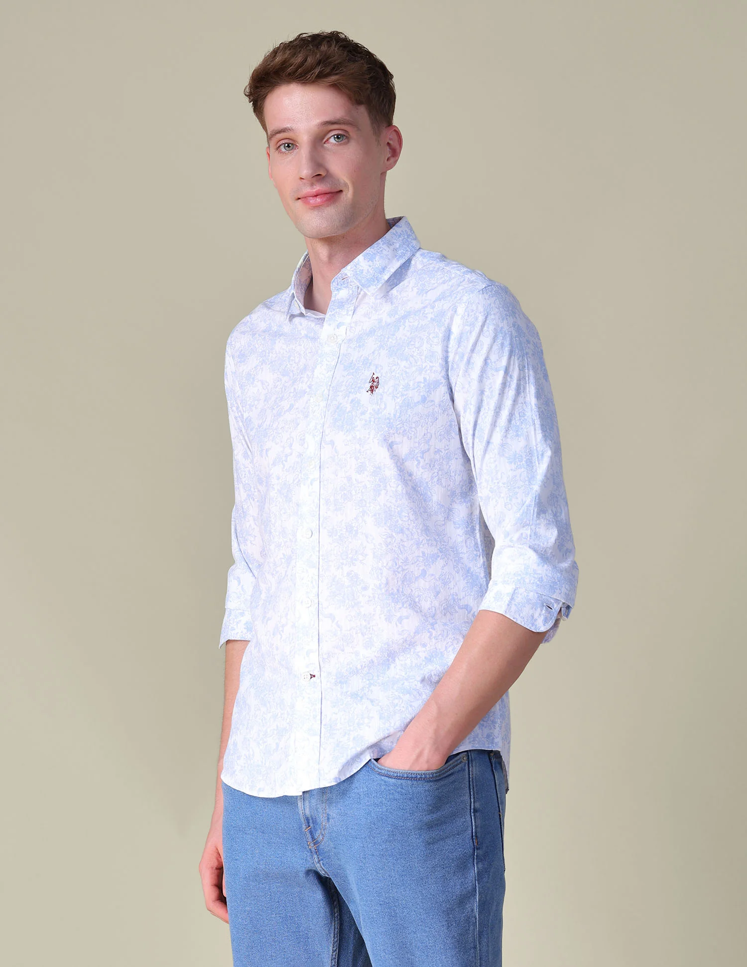 Floral Printed Tailored Fit Shirt - Image 4
