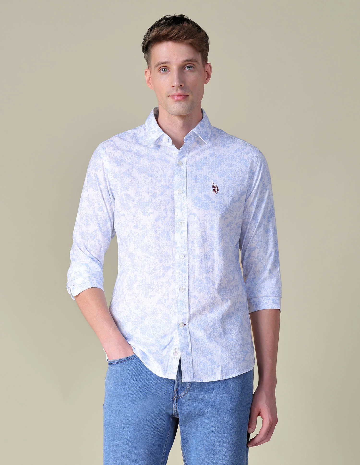 Floral Printed Tailored Fit Shirt - Image 6