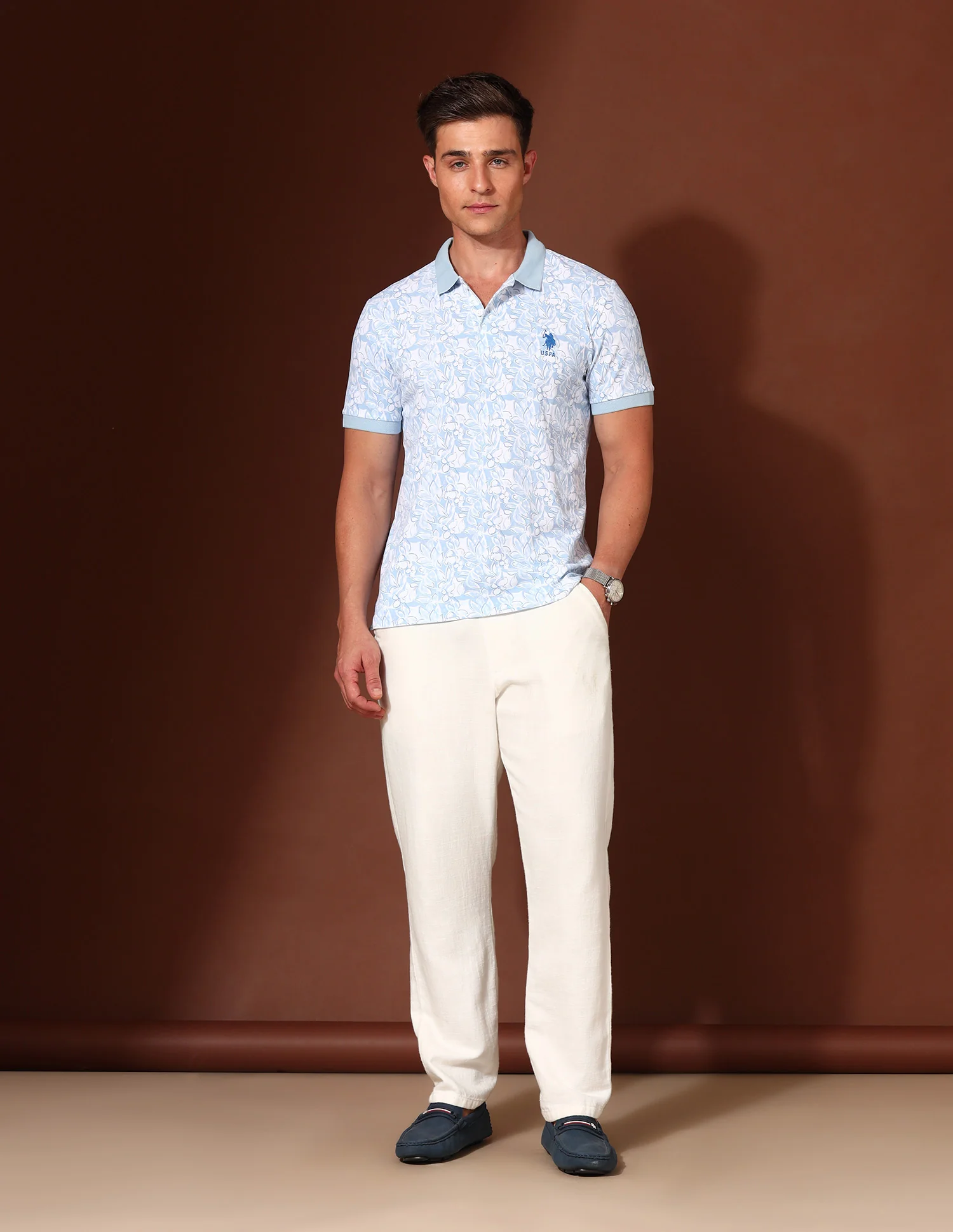 Floral Printed Working Holiday Polo Shirt - Image 3