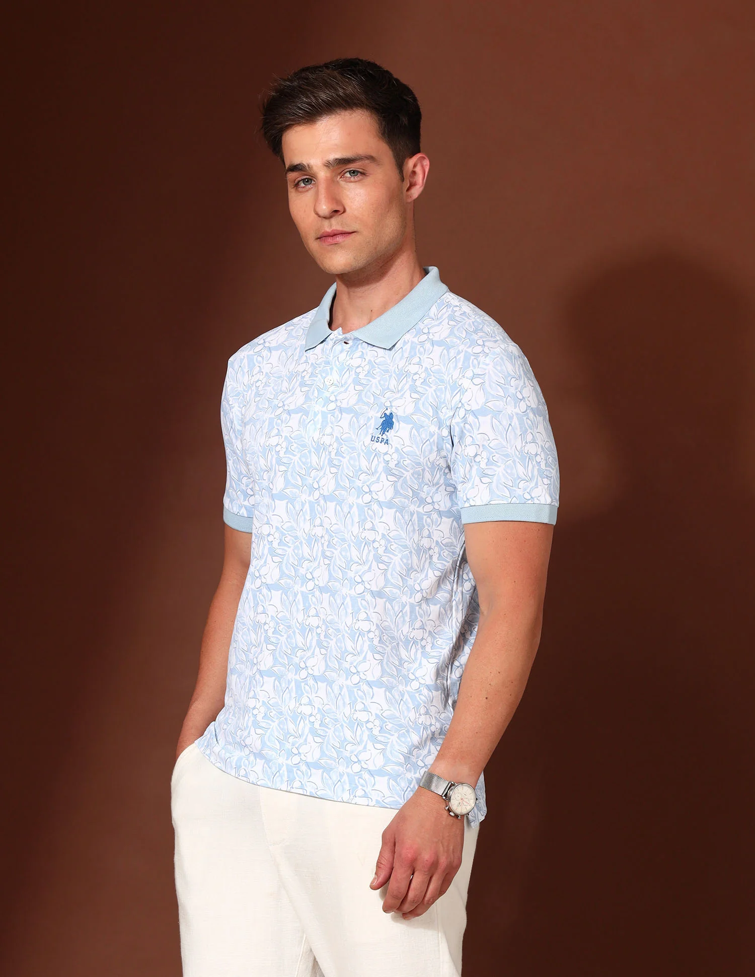 Floral Printed Working Holiday Polo Shirt - Image 4