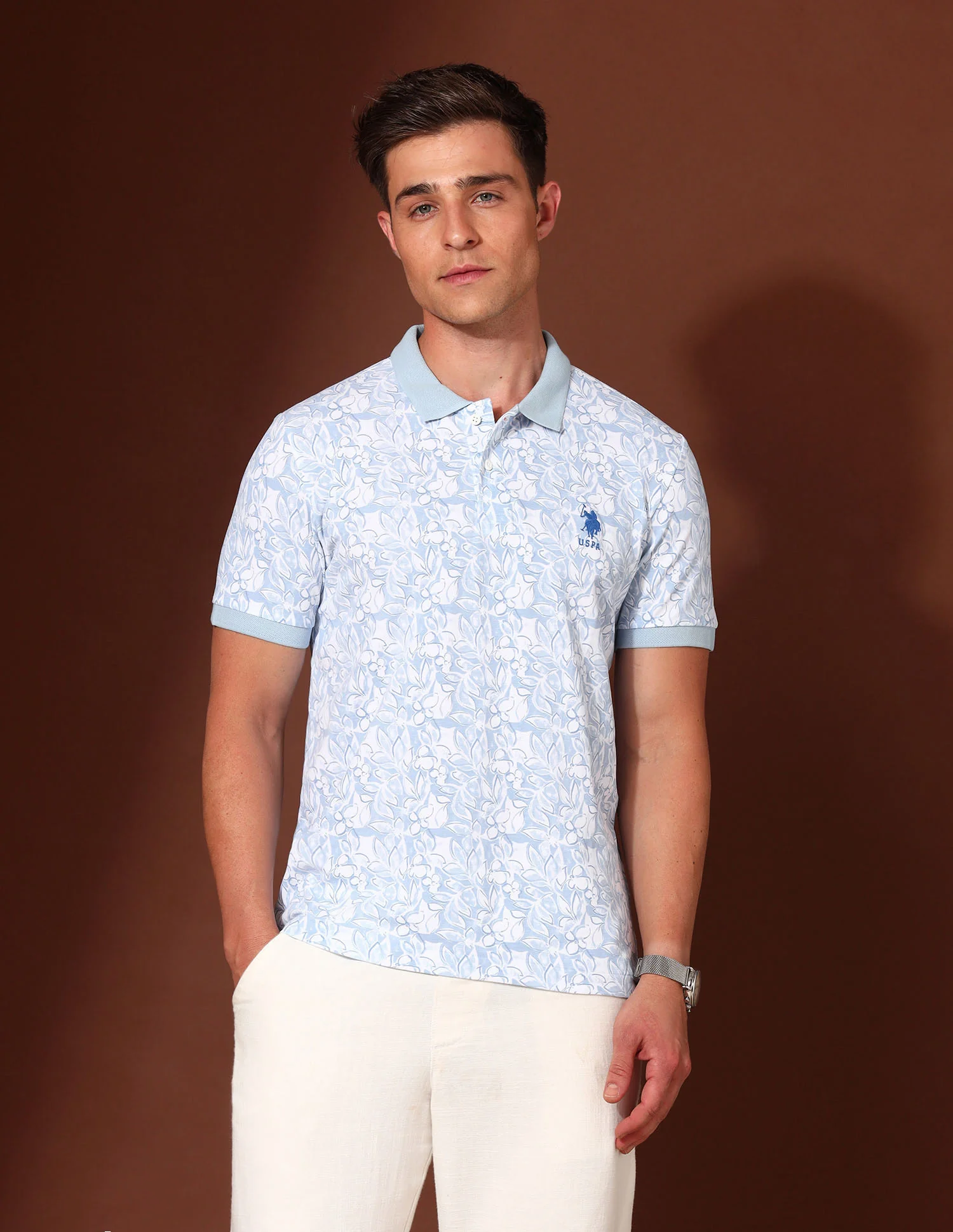 Floral Printed Working Holiday Polo Shirt - Image 6