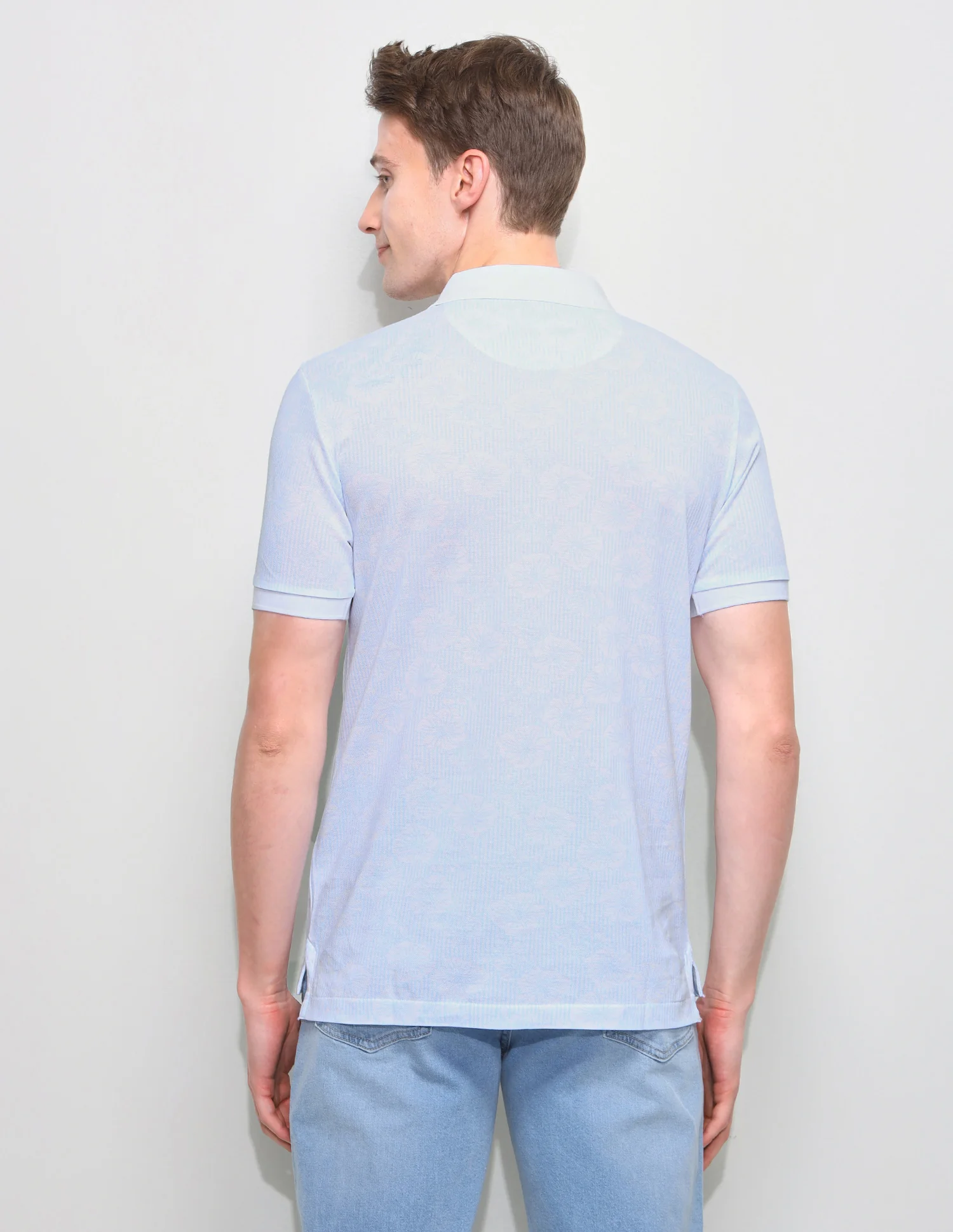 Floral Vertical Striped Slim Fit Polo Shirt - Image 5