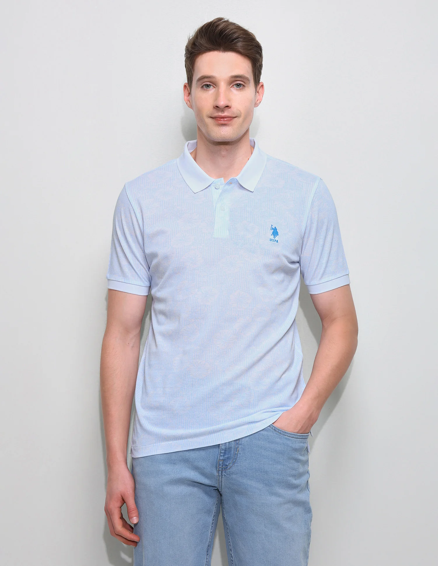 Floral Vertical Striped Slim Fit Polo Shirt - Image 6