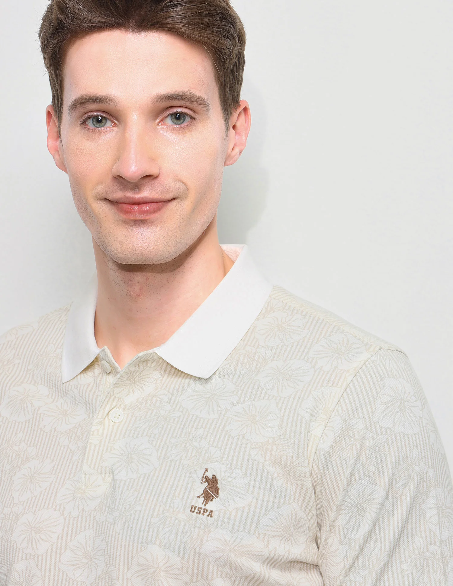 Floral Vertical Striped Slim Fit Polo Shirt - Image 7