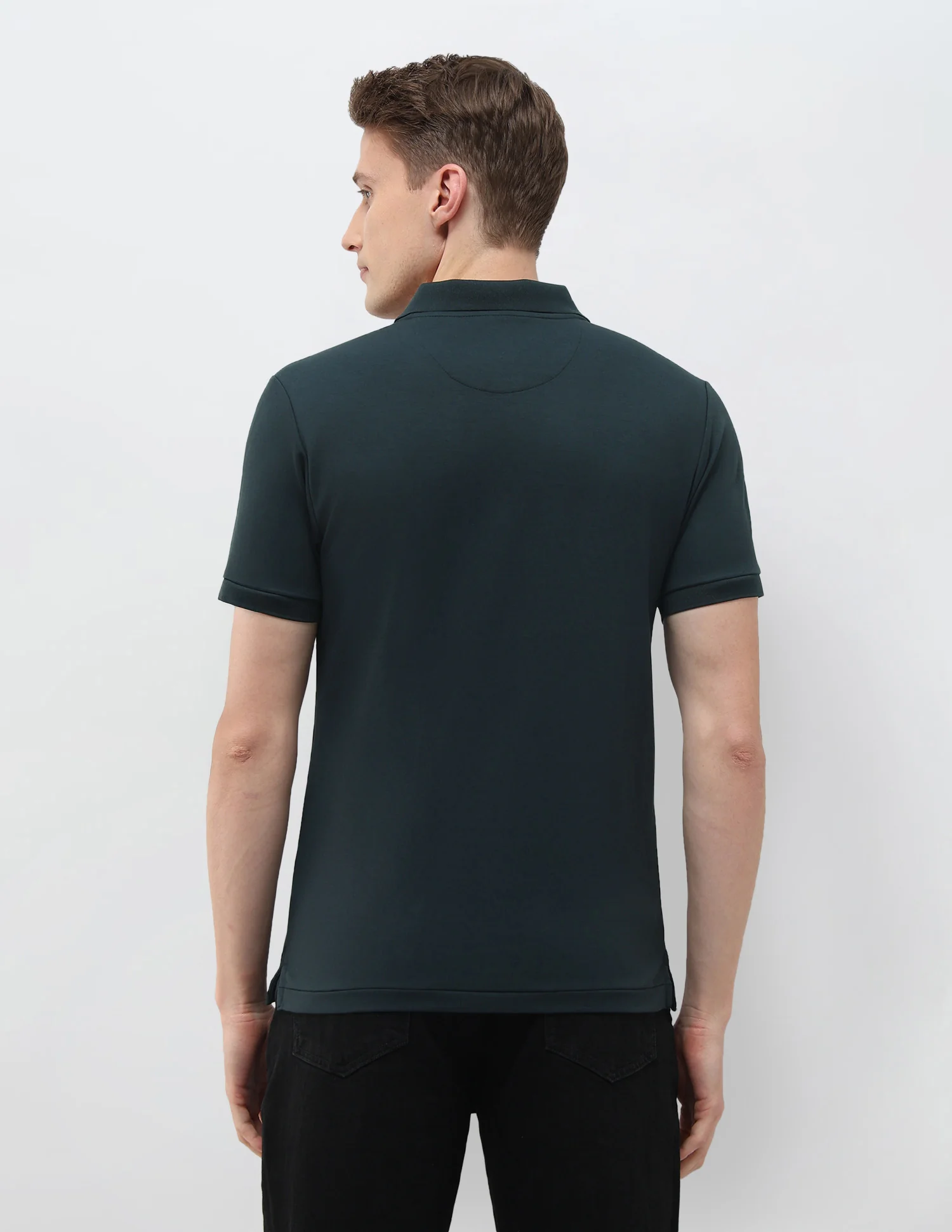 Geometric Printed Black & Gold Polo Shirt - Image 5