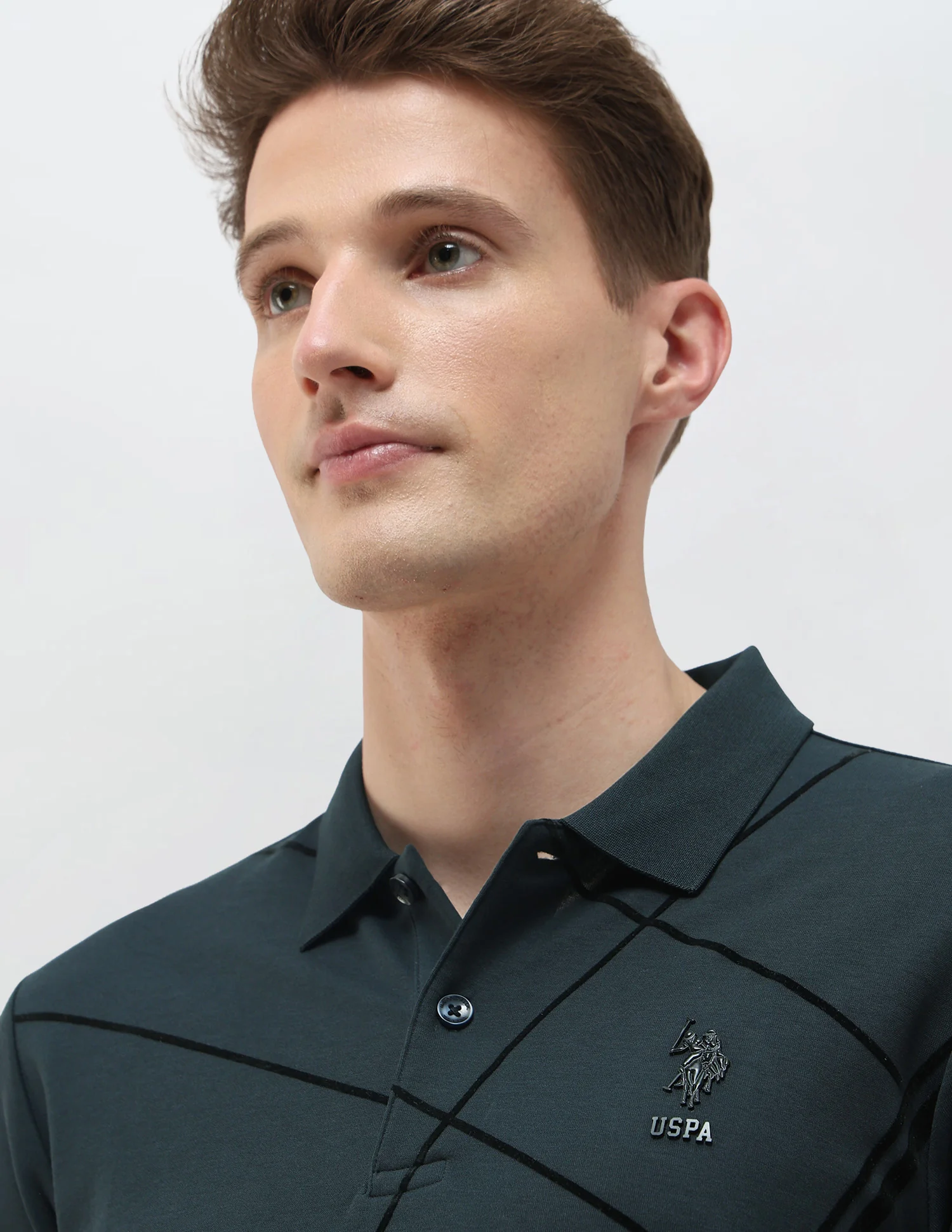 Geometric Printed Black & Gold Polo Shirt - Image 7