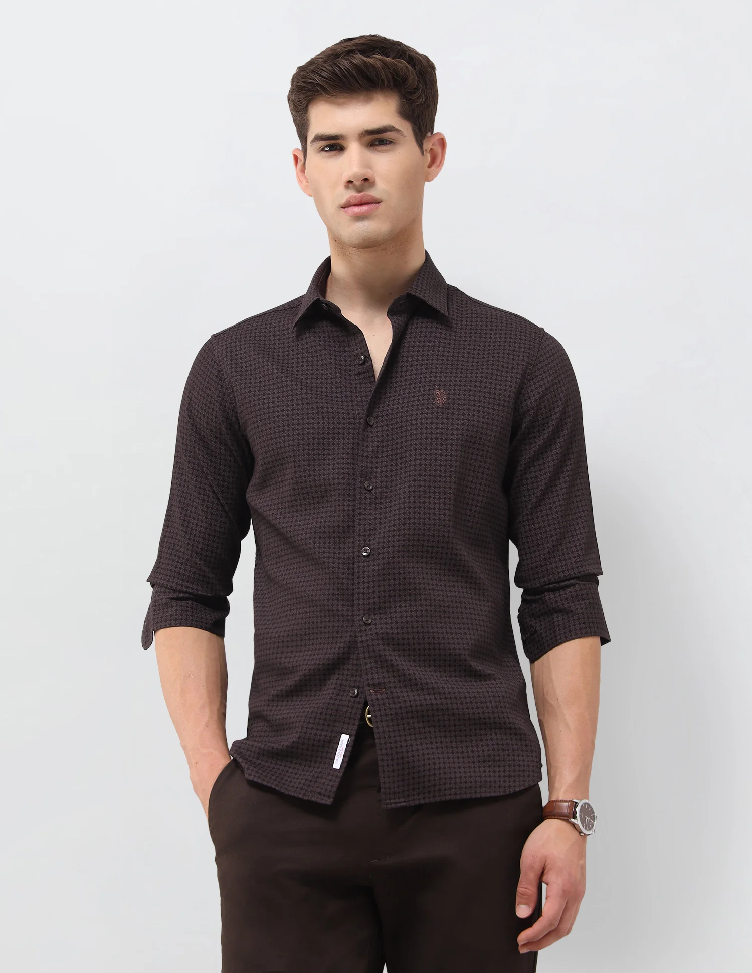 Geometric Printed Dobby Shirt