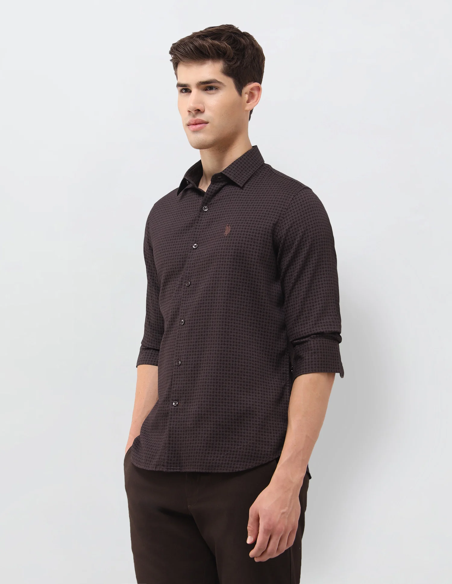 Geometric Printed Dobby Shirt - Image 4