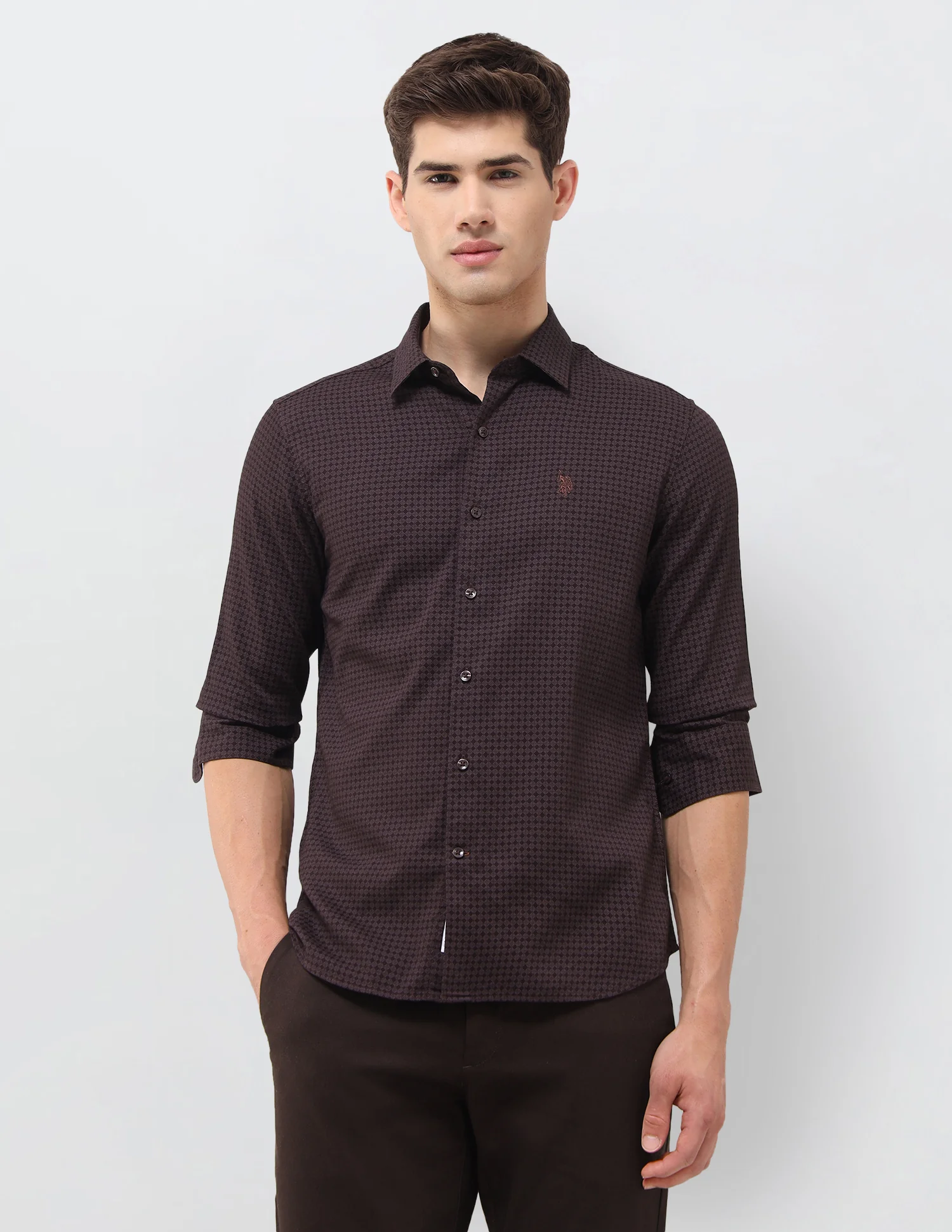 Geometric Printed Dobby Shirt - Image 6