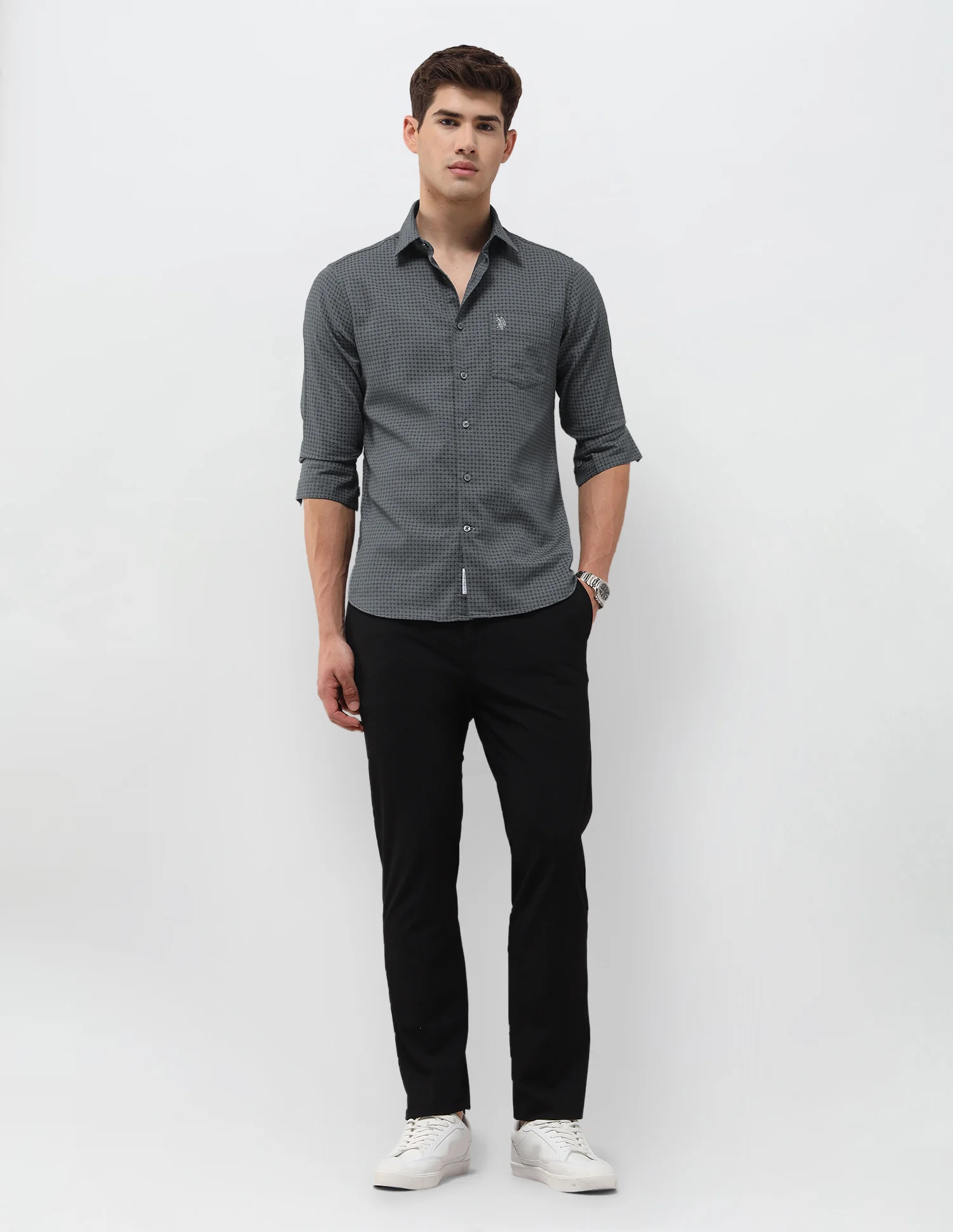 Geometric Printed Dobby Shirt - Image 3