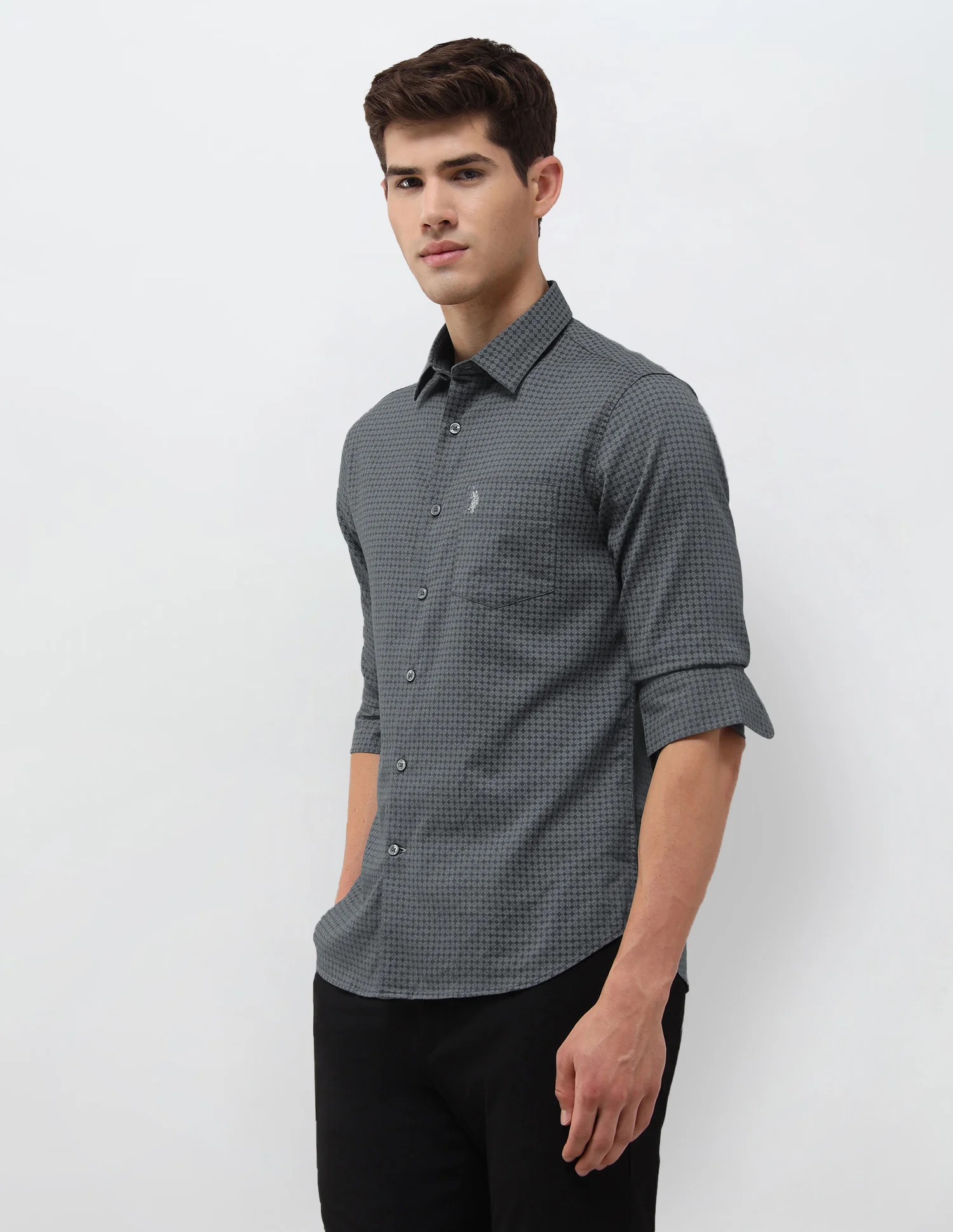 Geometric Printed Dobby Shirt - Image 4