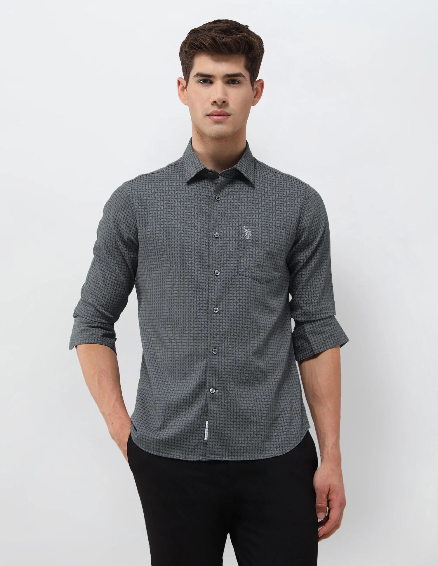 Geometric Printed Dobby Shirt - Image 6